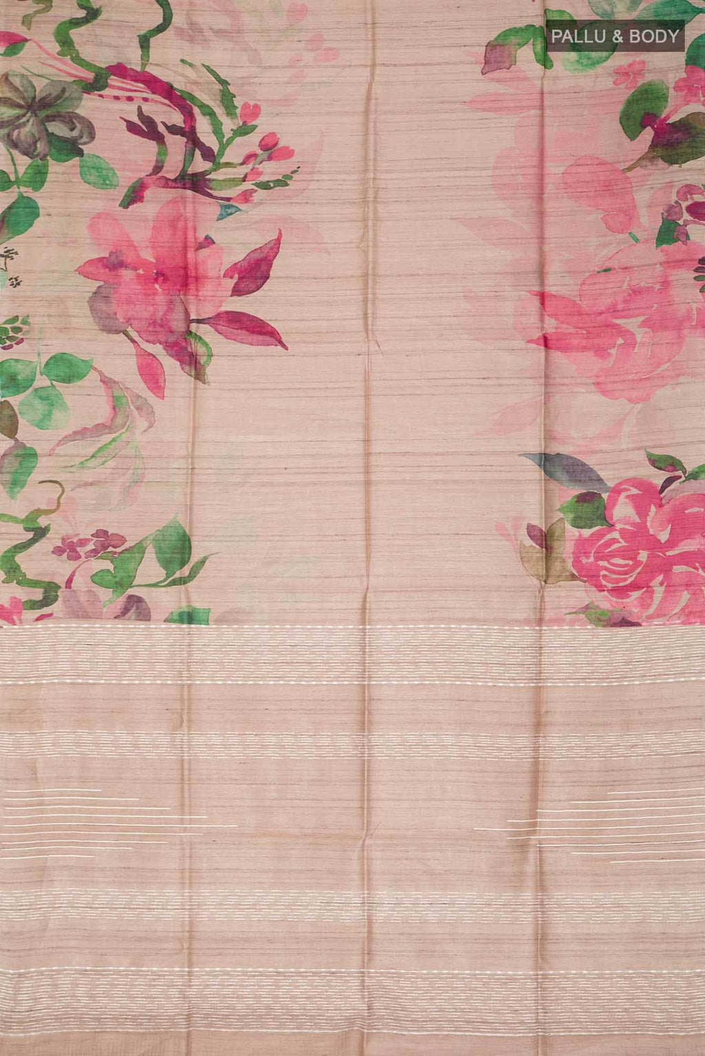 Beige Bhagalpuri Tussar Silk Saree