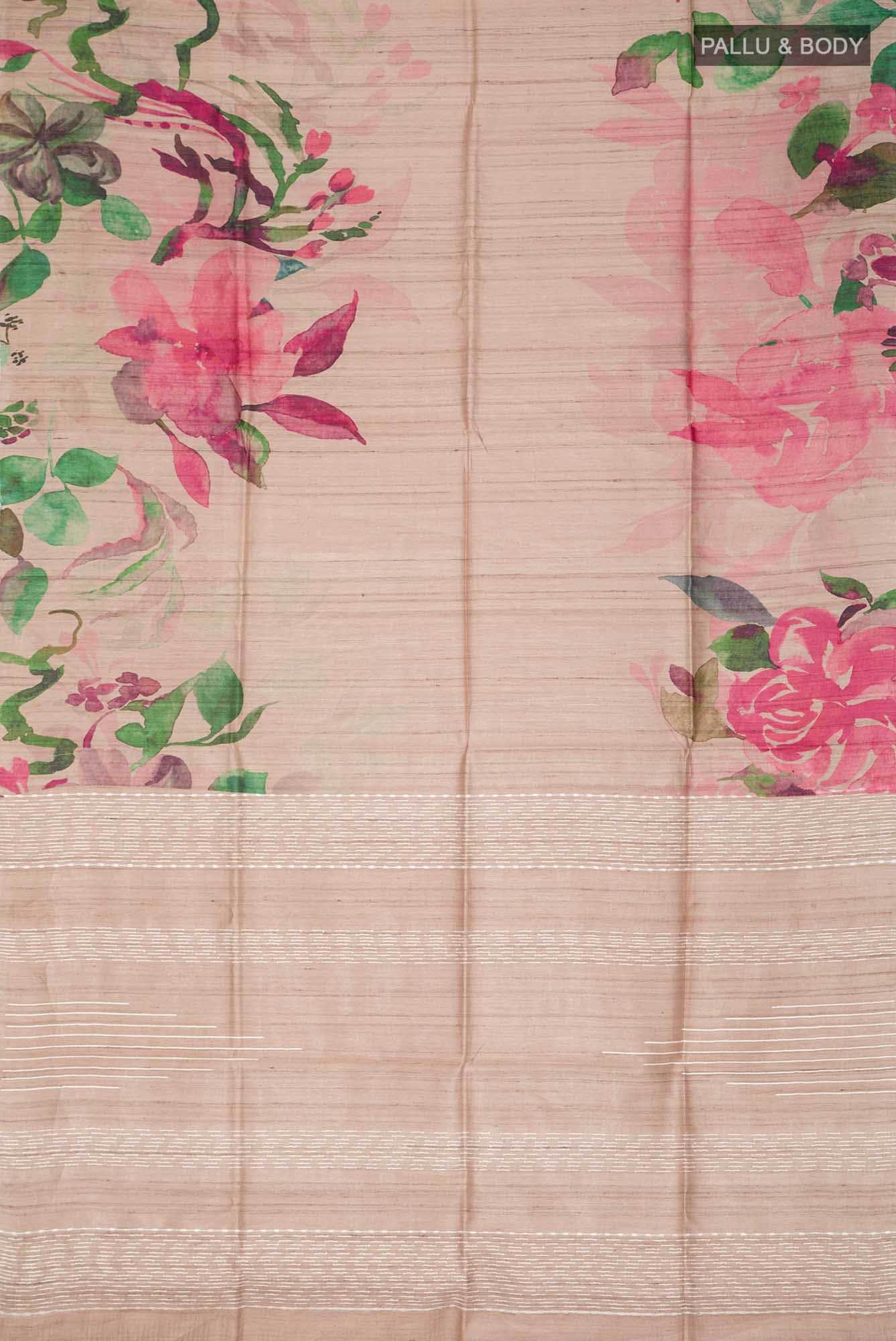 Beige Bhagalpuri Tussar Silk Saree