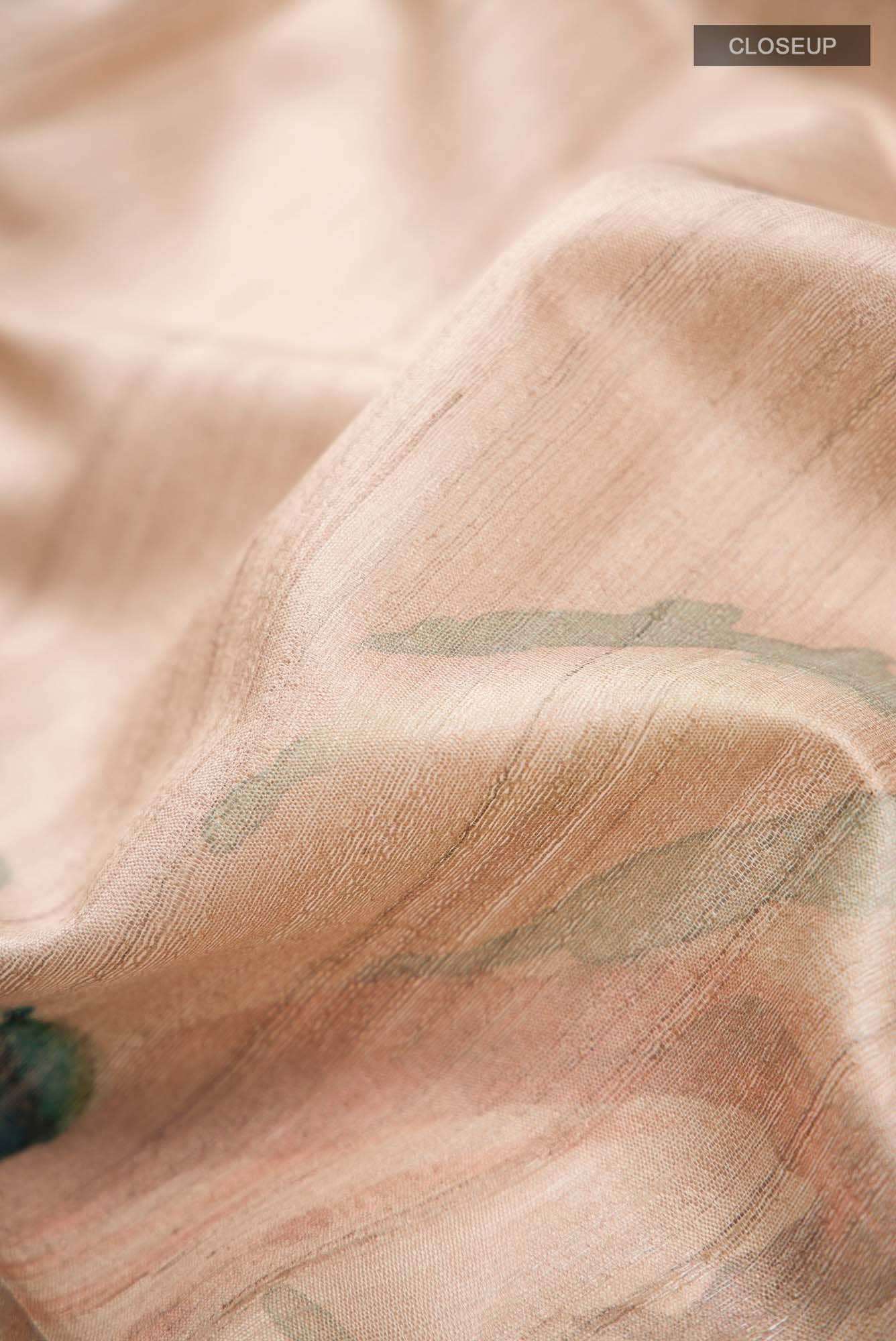 Beige Bhagalpuri Tussar Silk Saree