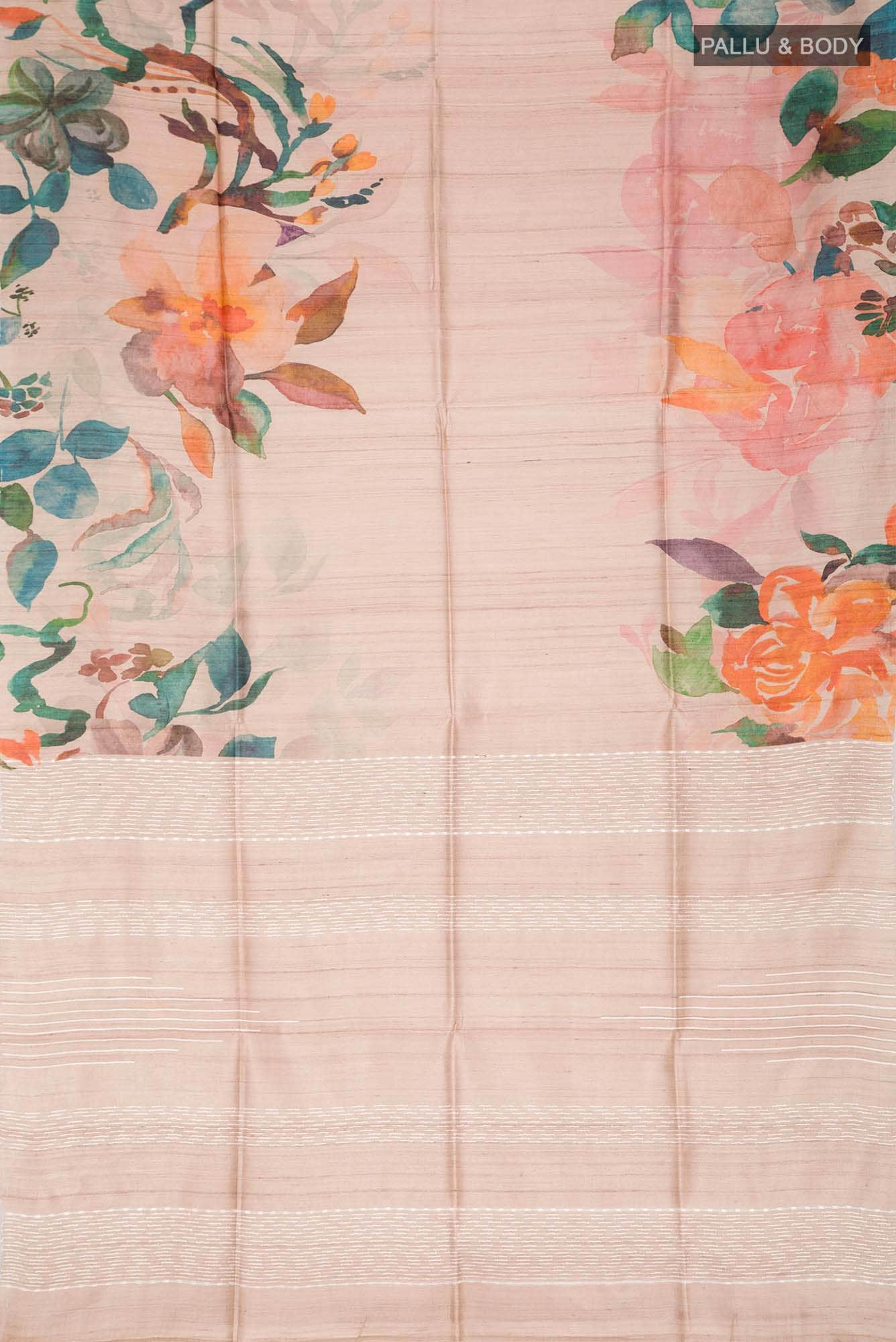 Beige Bhagalpuri Tussar Silk Saree