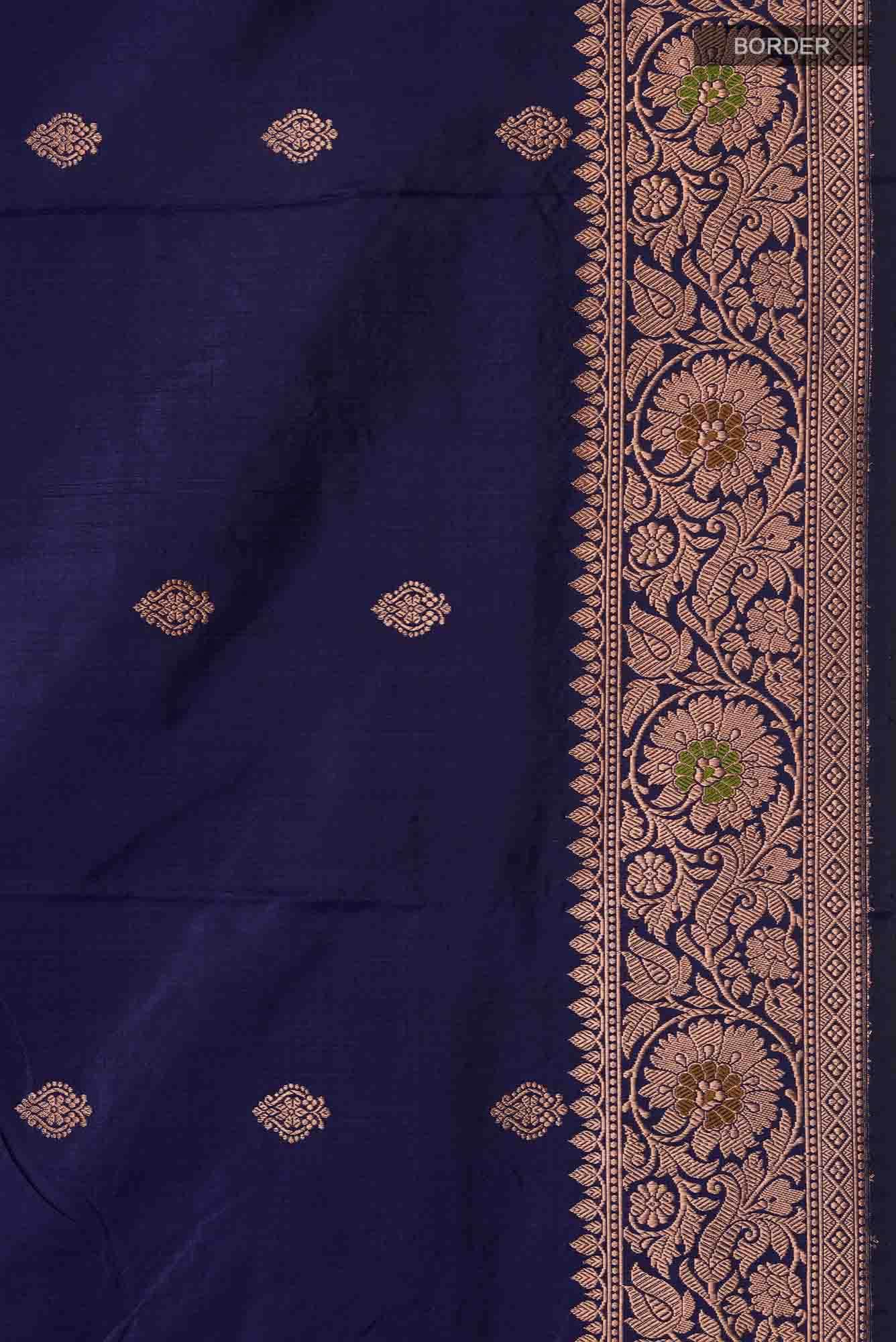 Blue Banarasi Katan Silk Saree