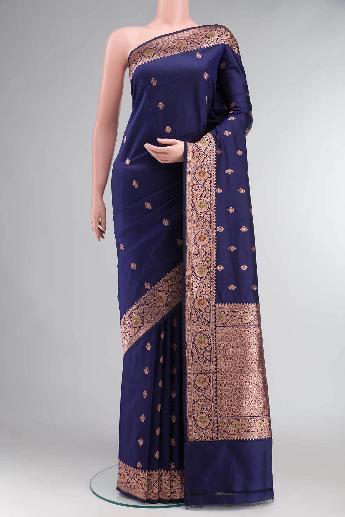 Blue Banarasi Katan Silk Saree