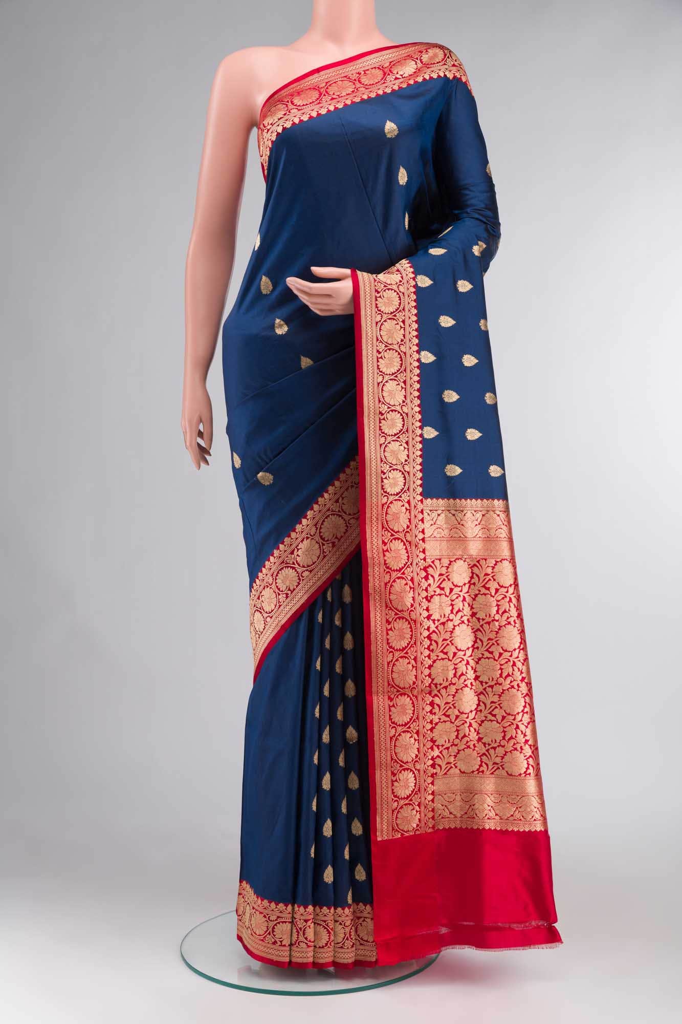 Blue Banarasi Katan Silk Saree