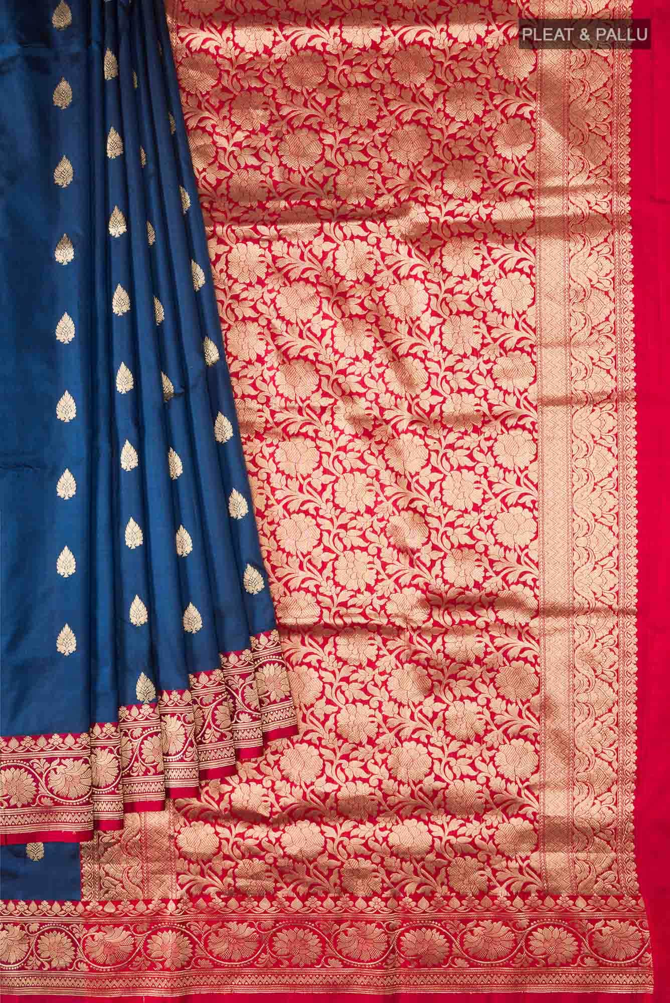 Blue Banarasi Katan Silk Saree