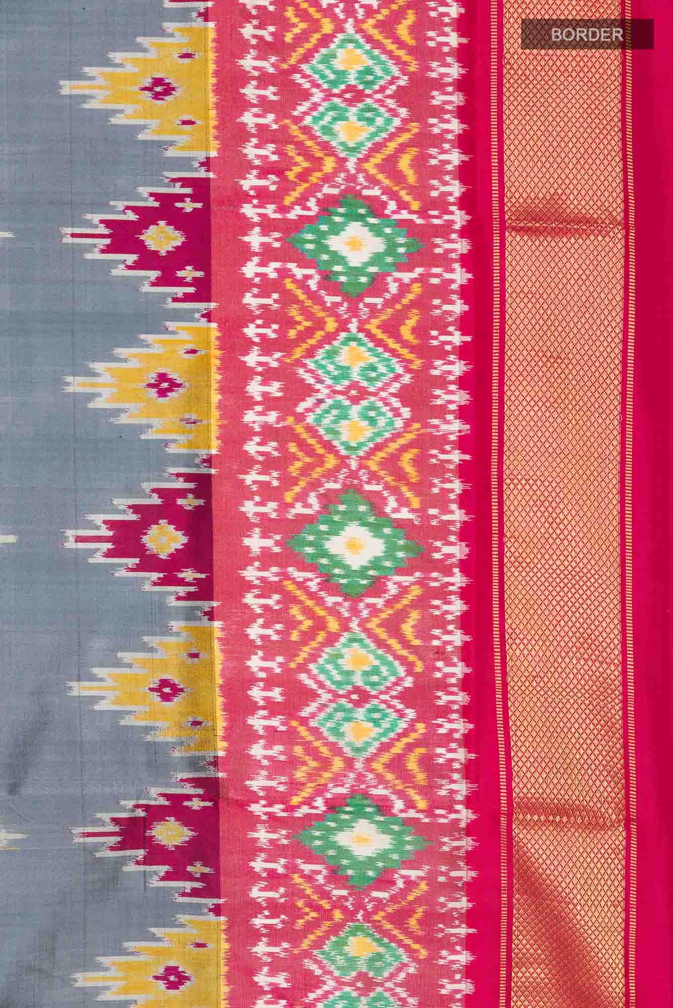 Grey Pochampally Silk Saree