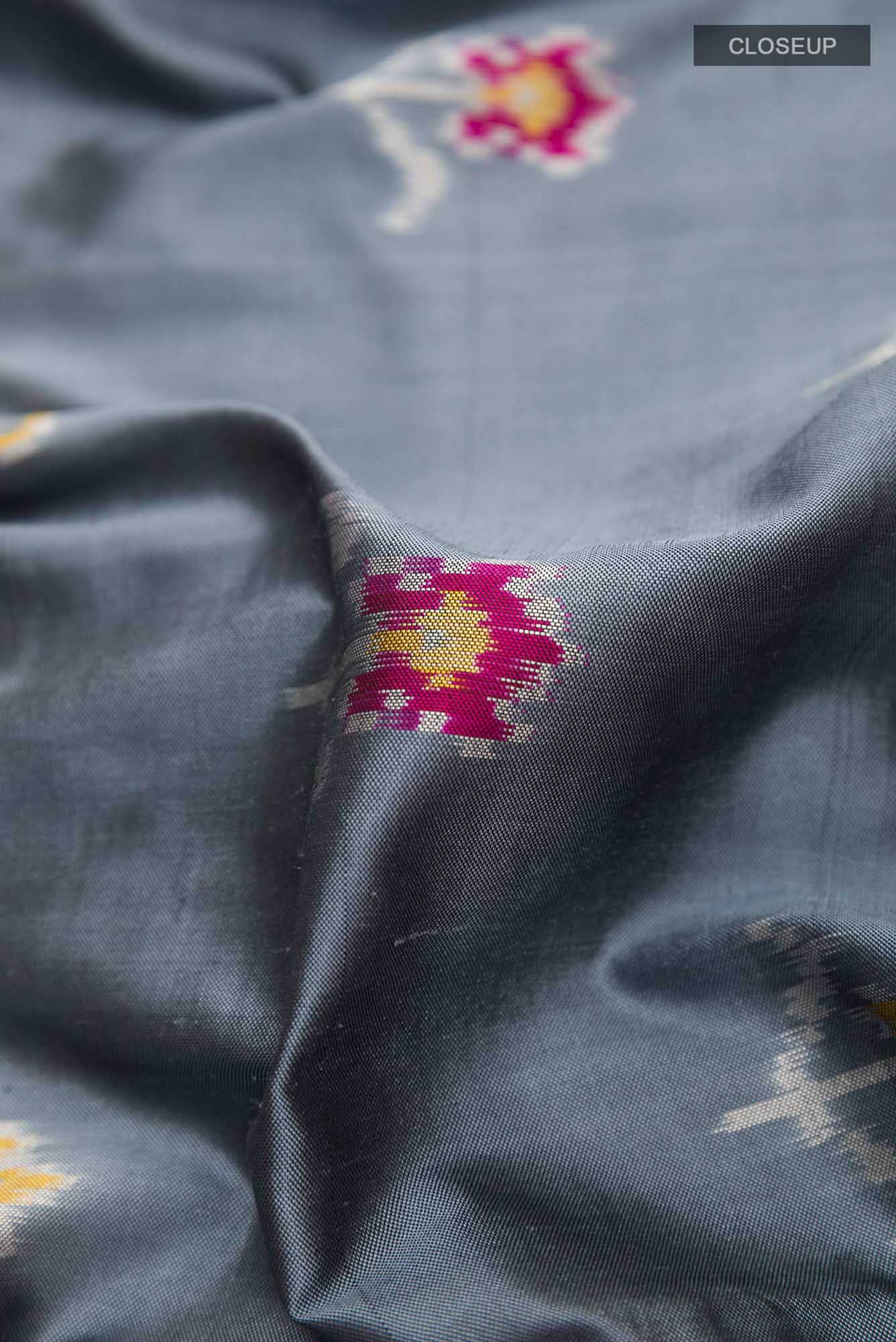 Grey Pochampally Silk Saree
