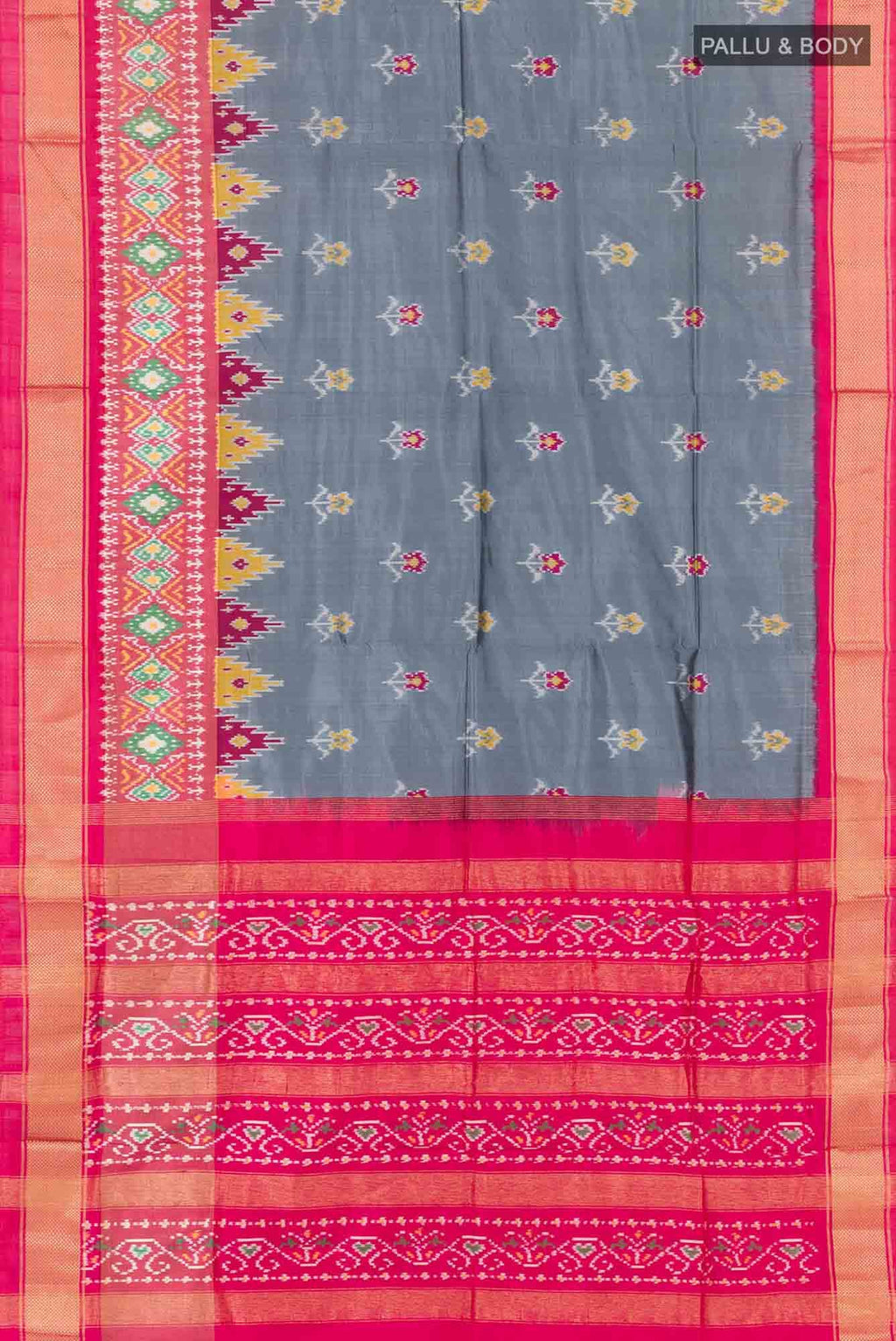 Grey Pochampally Silk Saree