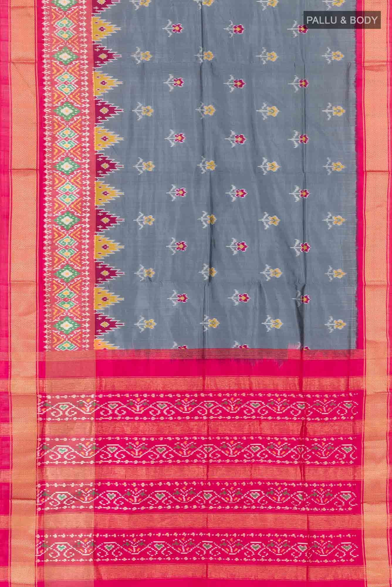Grey Pochampally Silk Saree