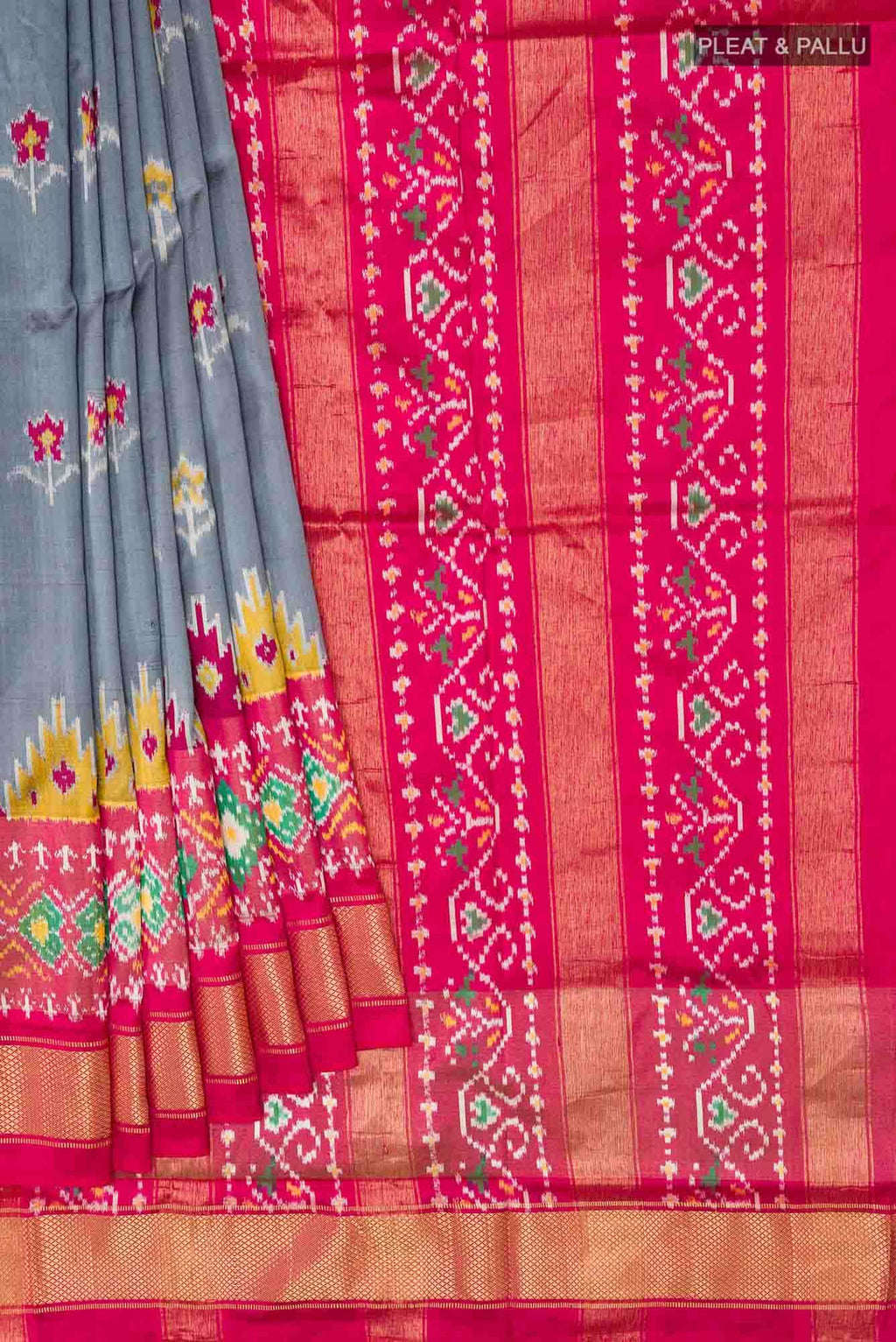 Grey Pochampally Silk Saree