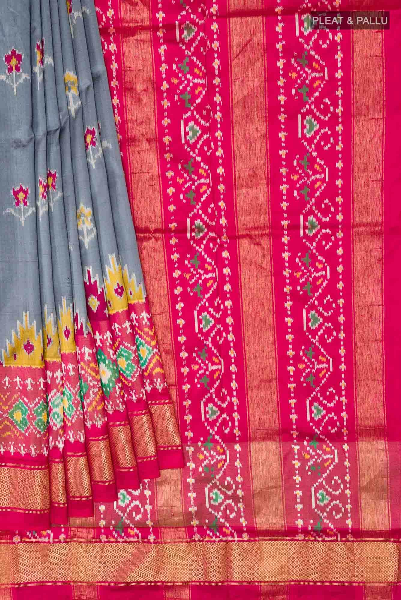 Grey Pochampally Silk Saree