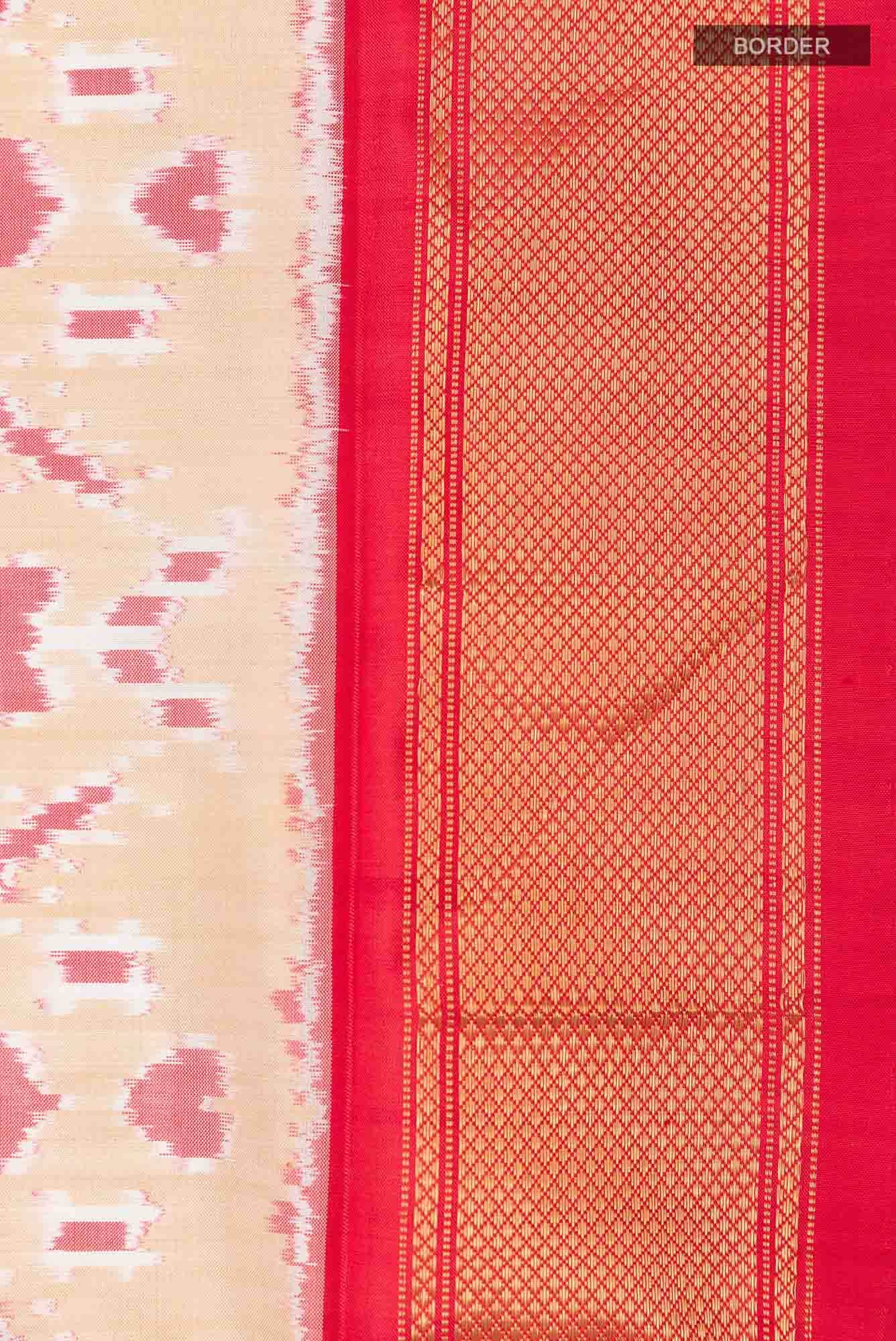 Beige Pochampally Silk Saree