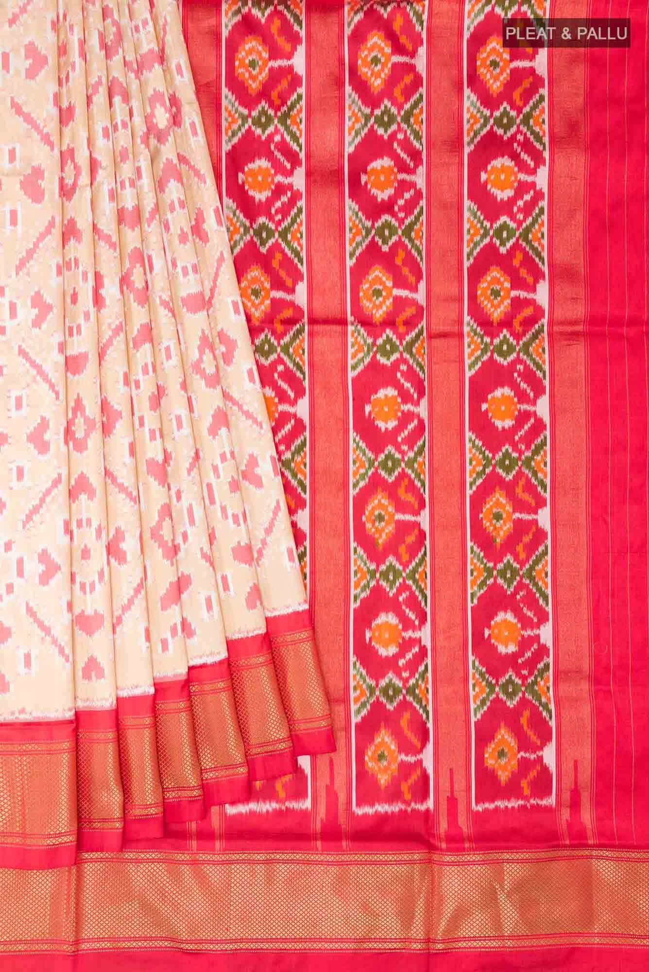 Beige Pochampally Silk Saree