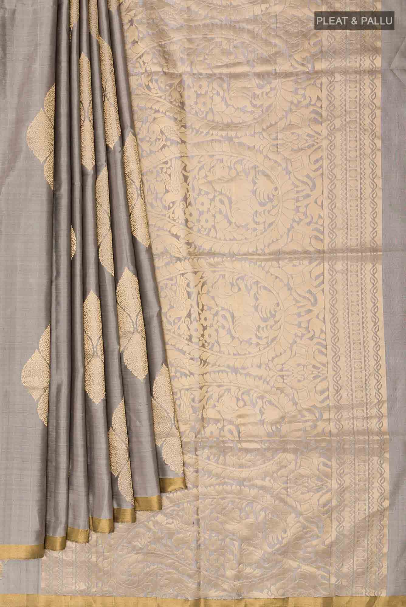 Grey Soft Silk Saree