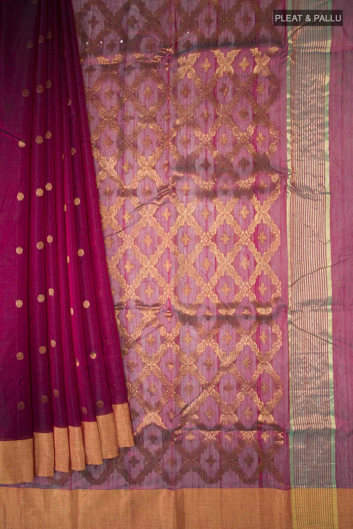 Magenta Chanderi Silk Cotton Saree
