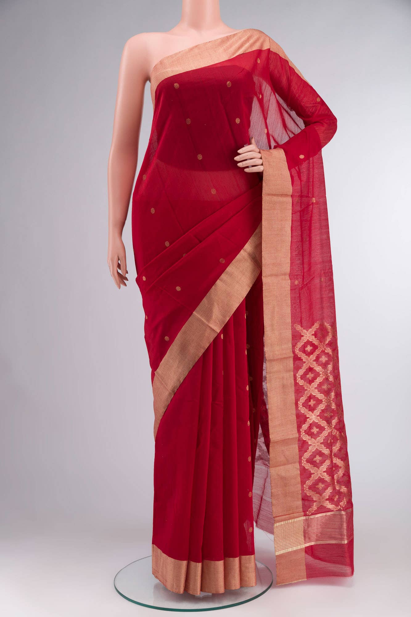 Red Chanderi Silk Cotton Saree