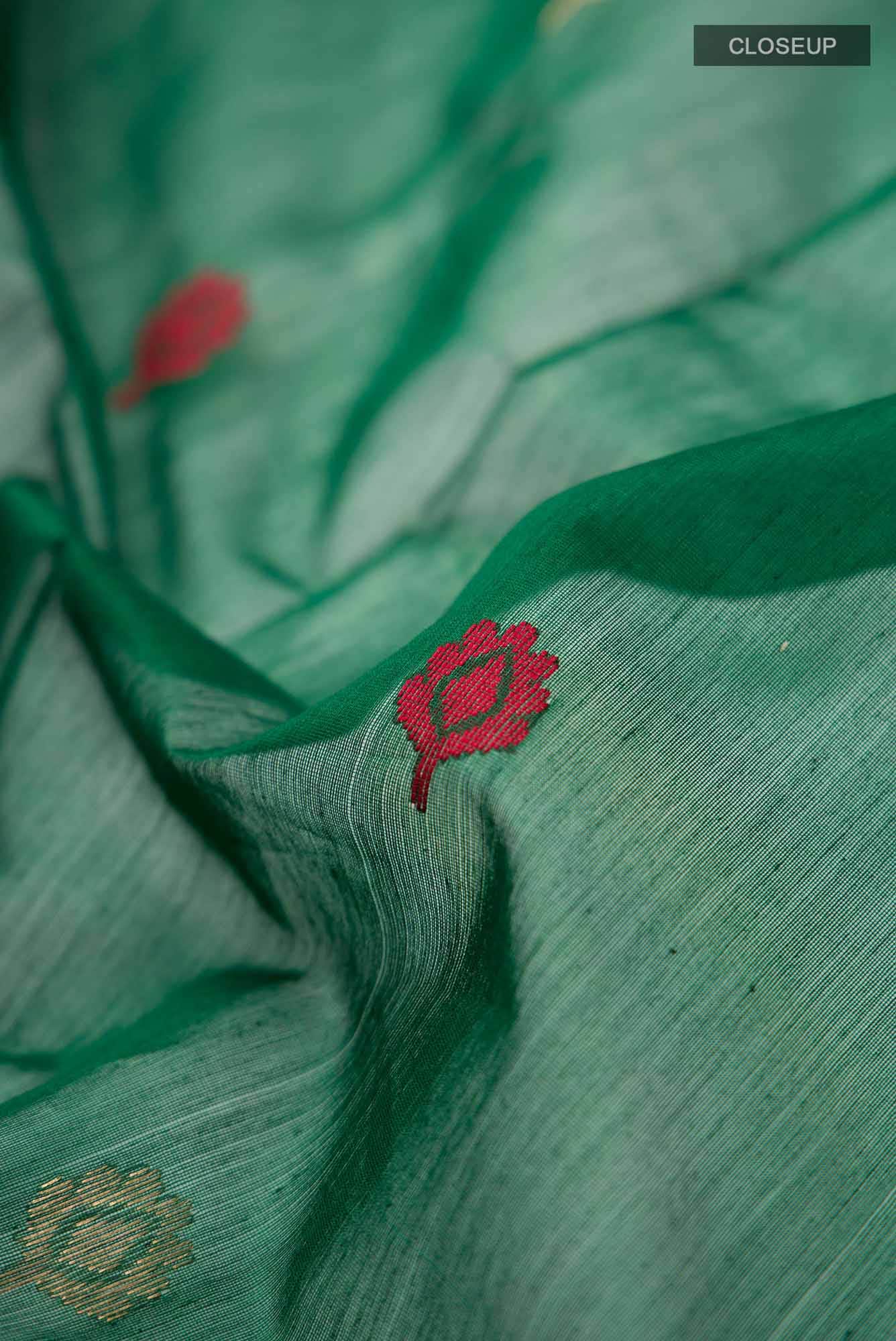 Green Chanderi Silk Cotton Saree