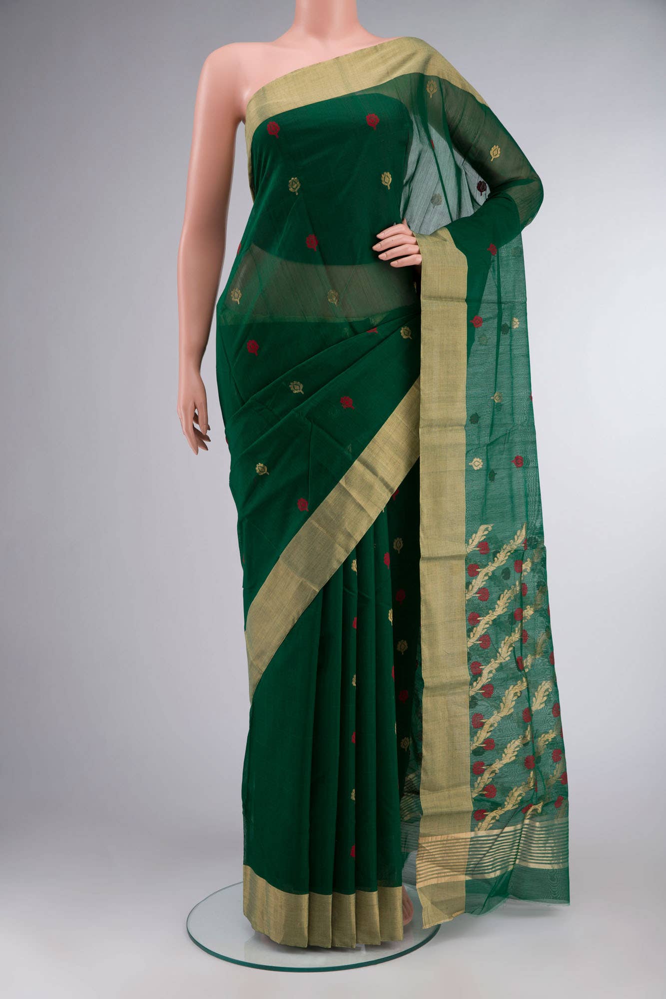 Green Chanderi Silk Cotton Saree