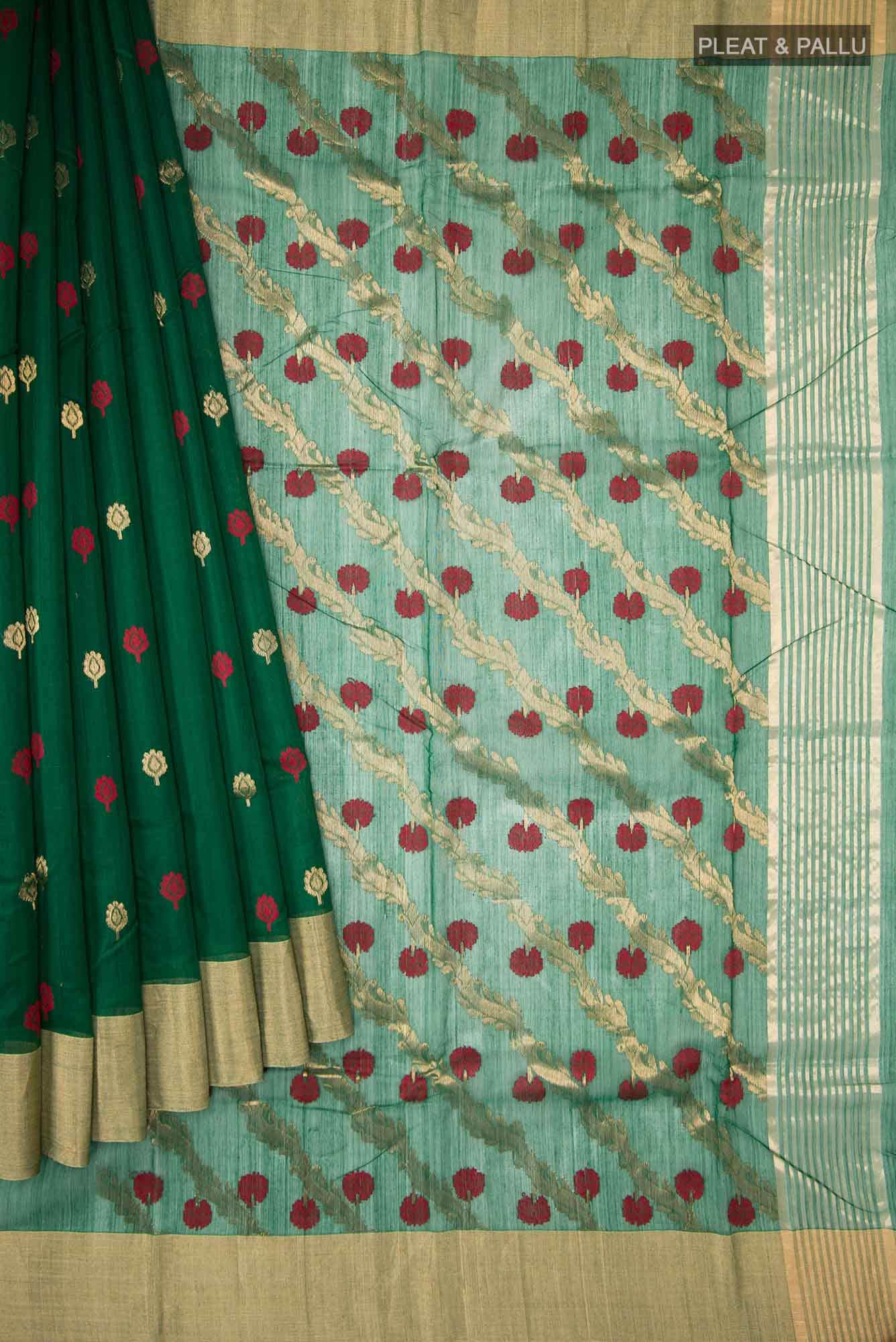 Green Chanderi Silk Cotton Saree