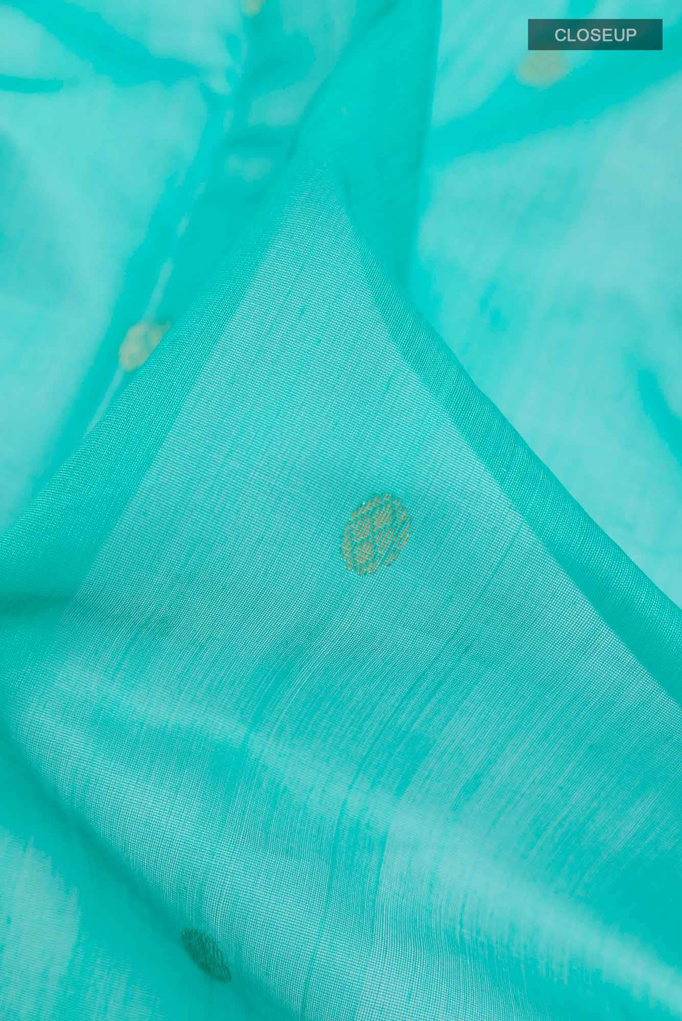 Turquoise Chanderi Silk Cotton Saree