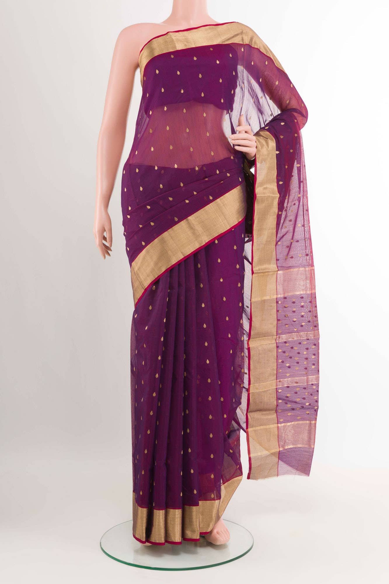 Purple Blended Chanderi Silk Cotton Saree
