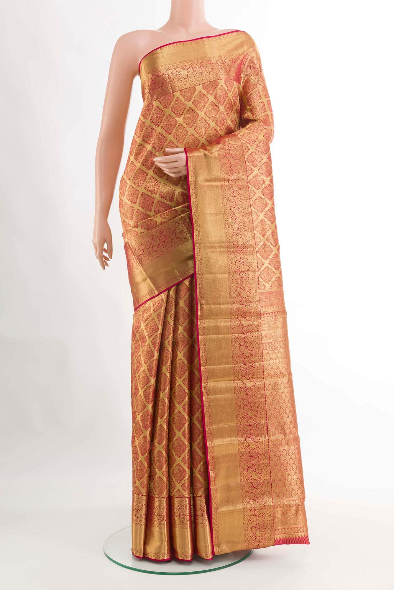 Magenta Kanchipuram Tissue Silk Saree