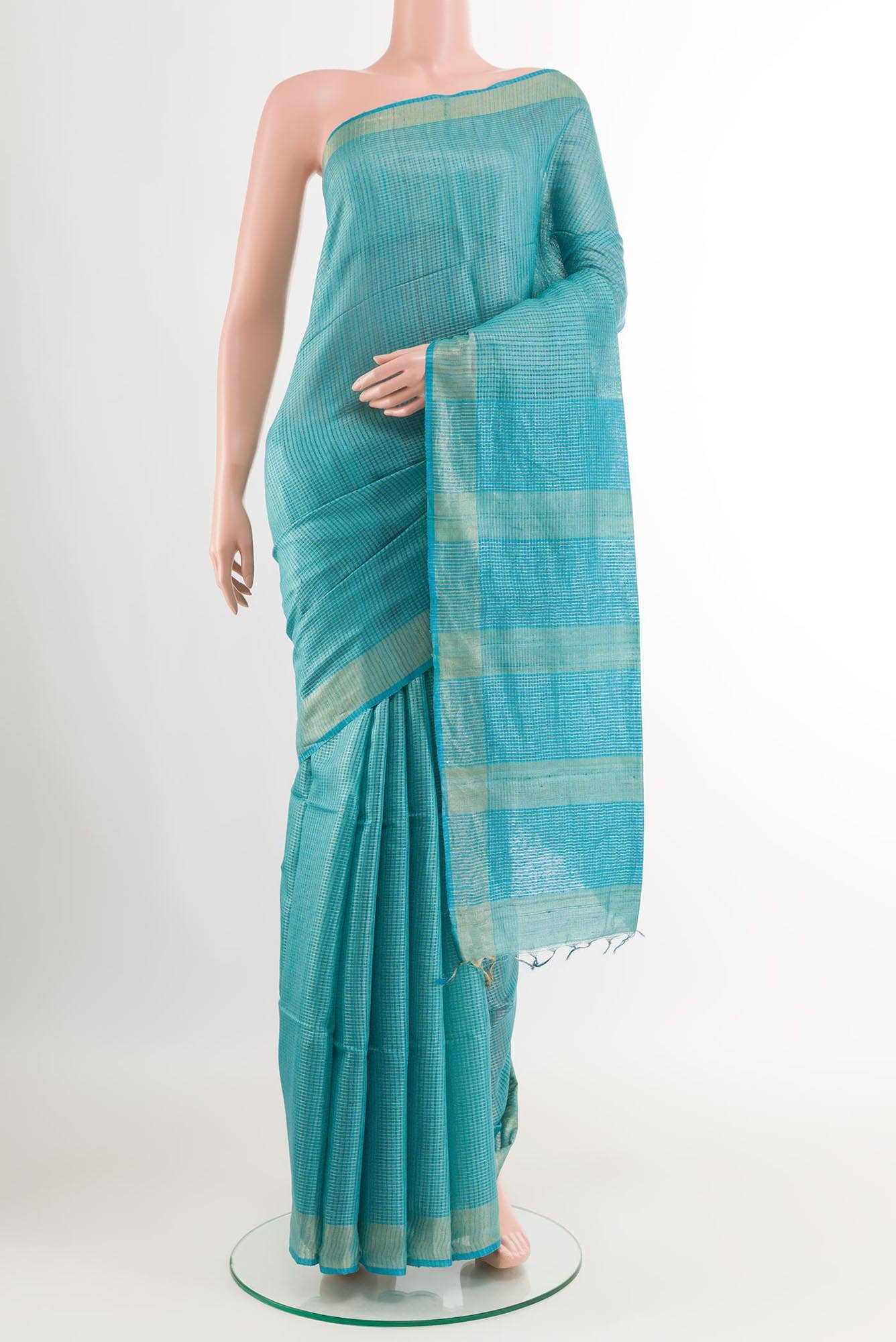 Blue Tussar Saree