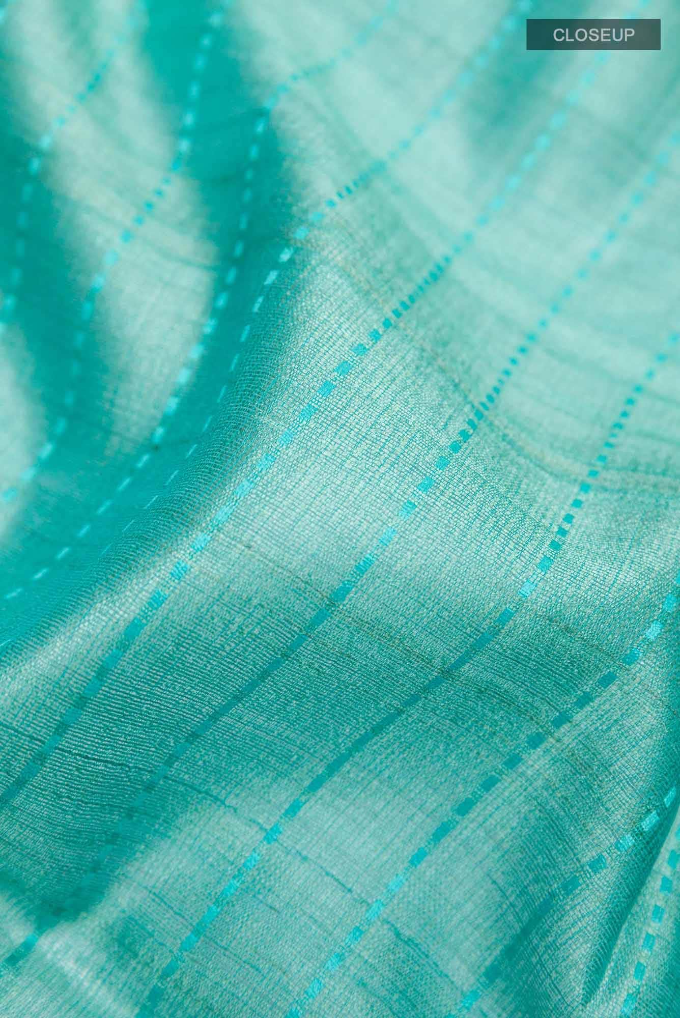 Blue Tussar Saree