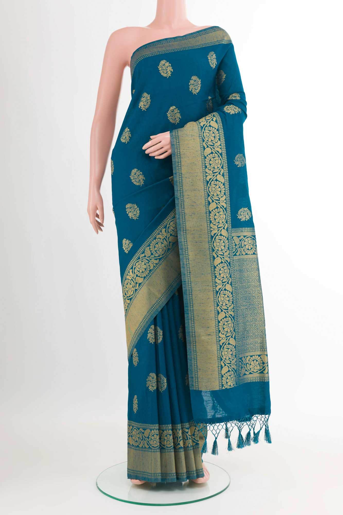 Blue Blended Art Silk Saree