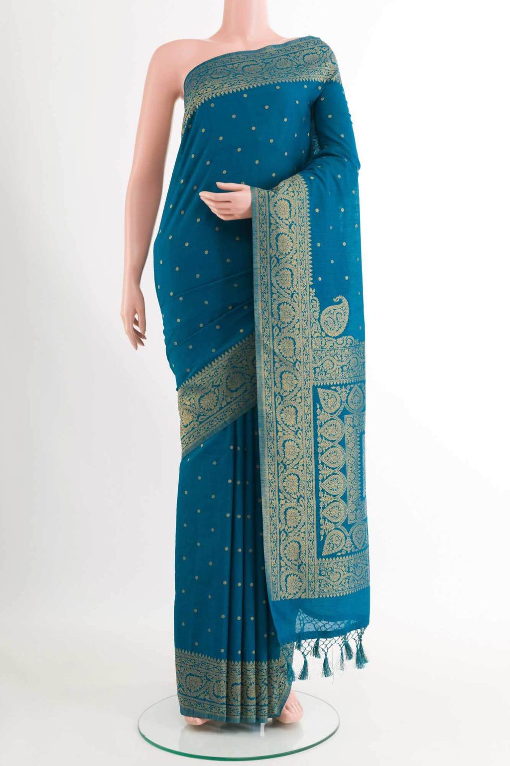 Blue Blended Art Silk Saree
