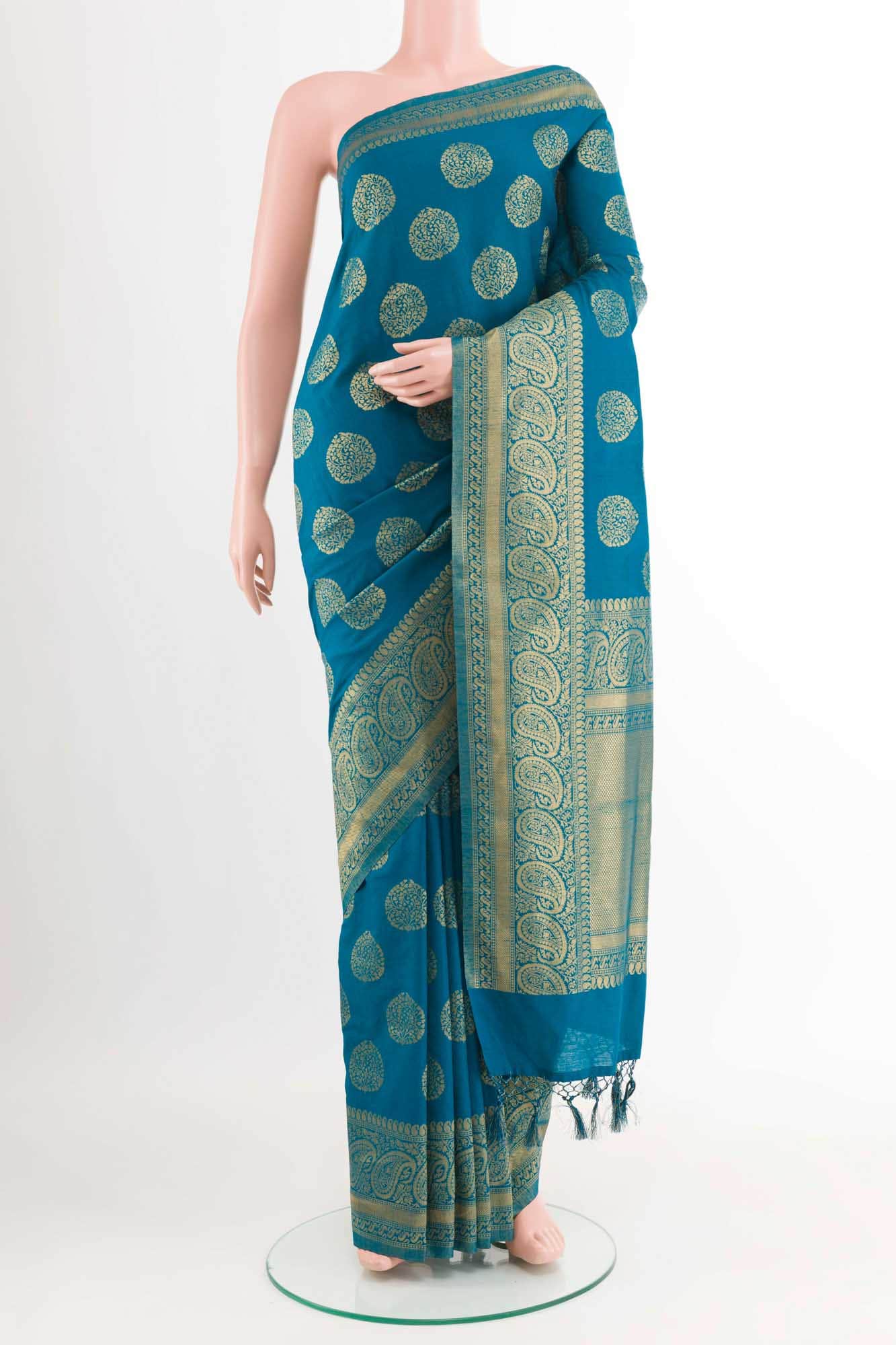 Blue Blended Art Silk Saree