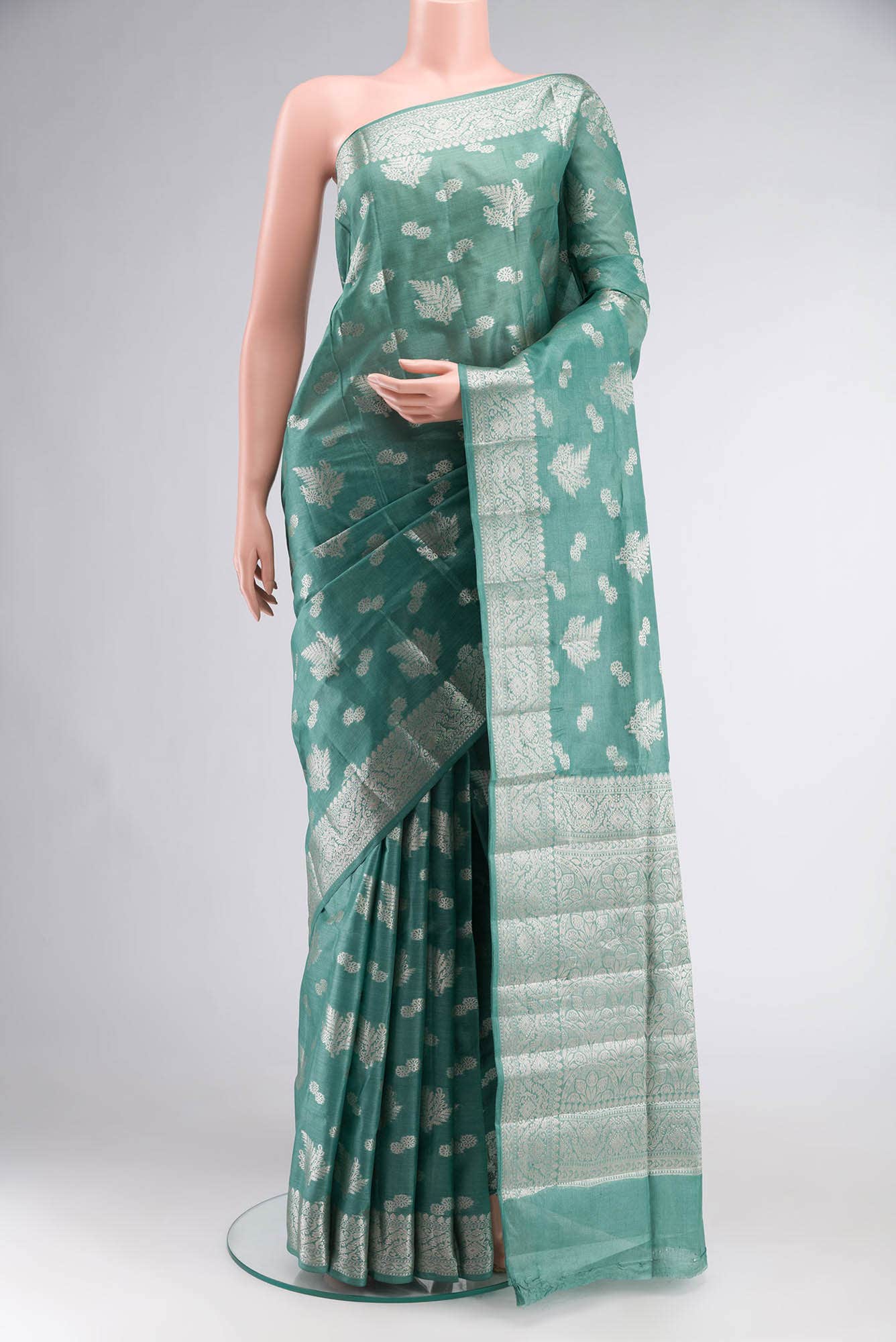 Green Banarasi Tussar Silk Saree