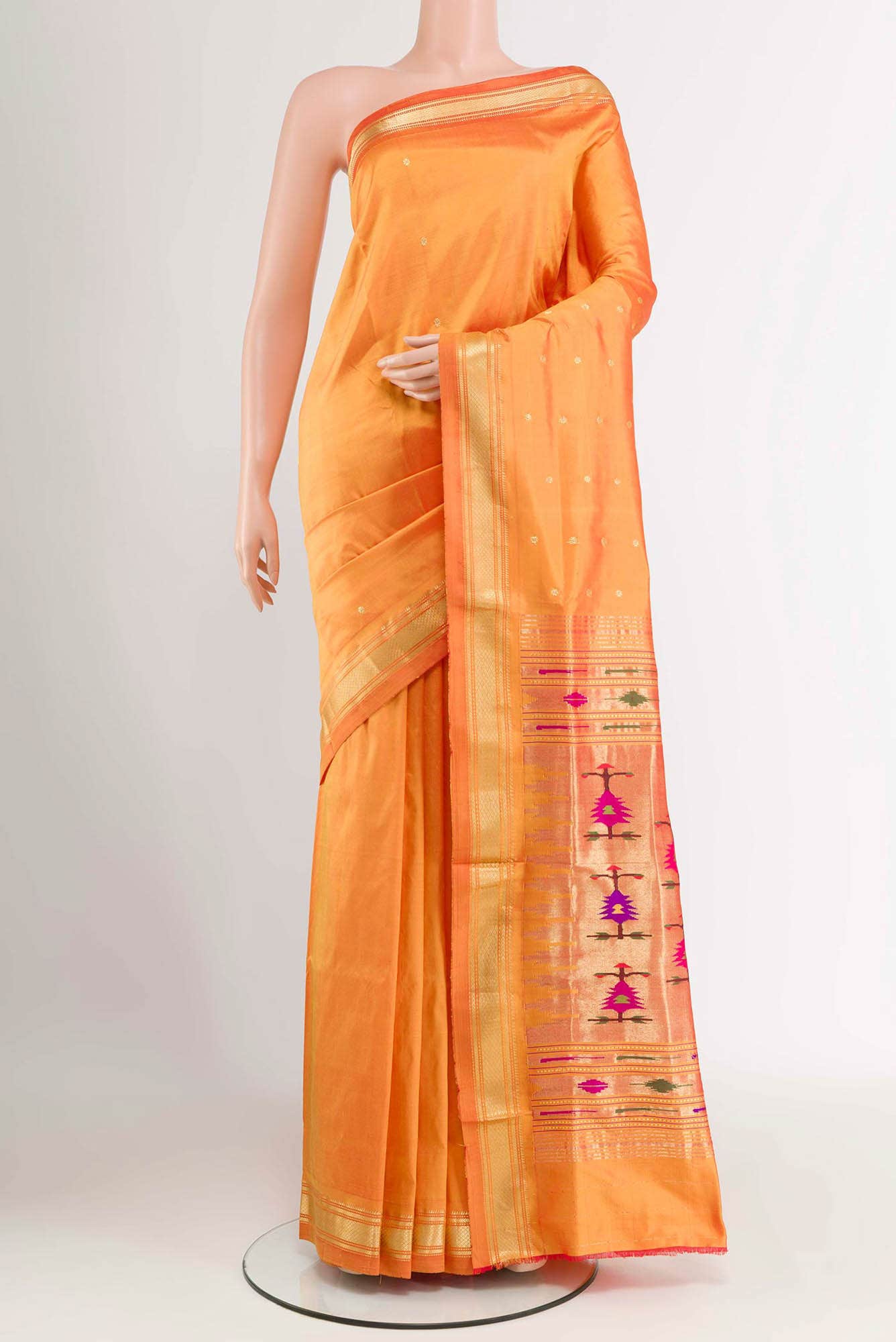 Yellow Paithani Silk Saree
