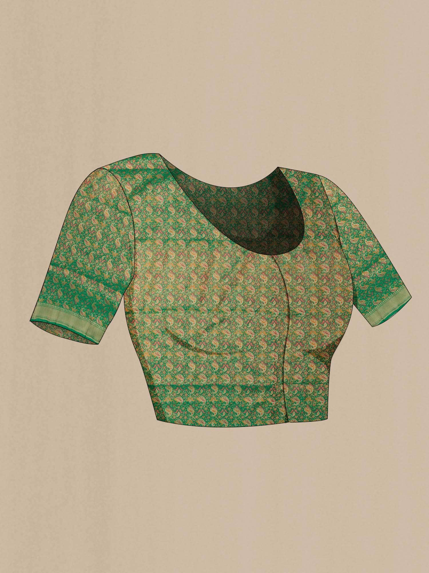 Green Banarasi Tanchoi Silk Saree