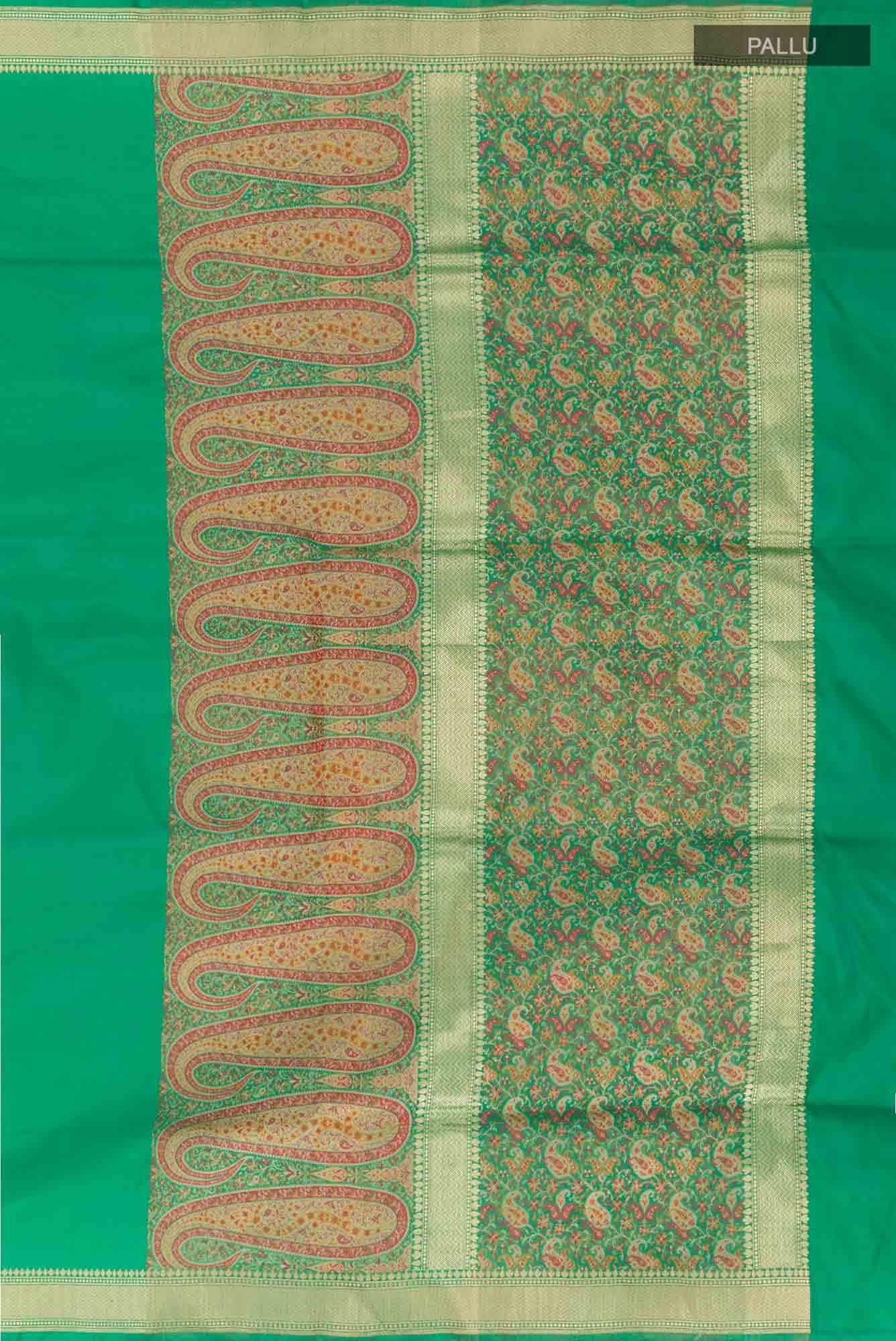 Green Banarasi Tanchoi Silk Saree