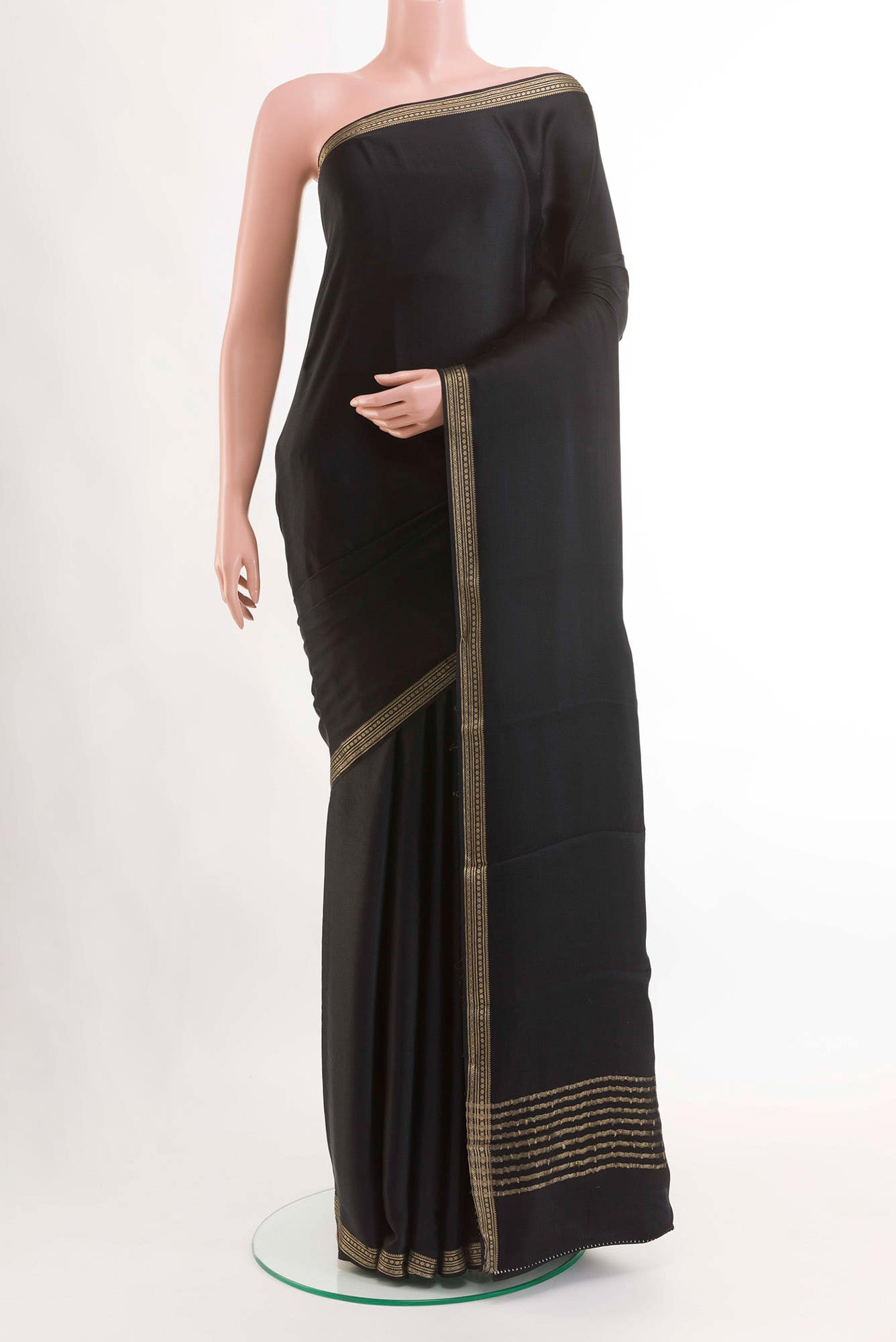 Black Satin Silk Saree