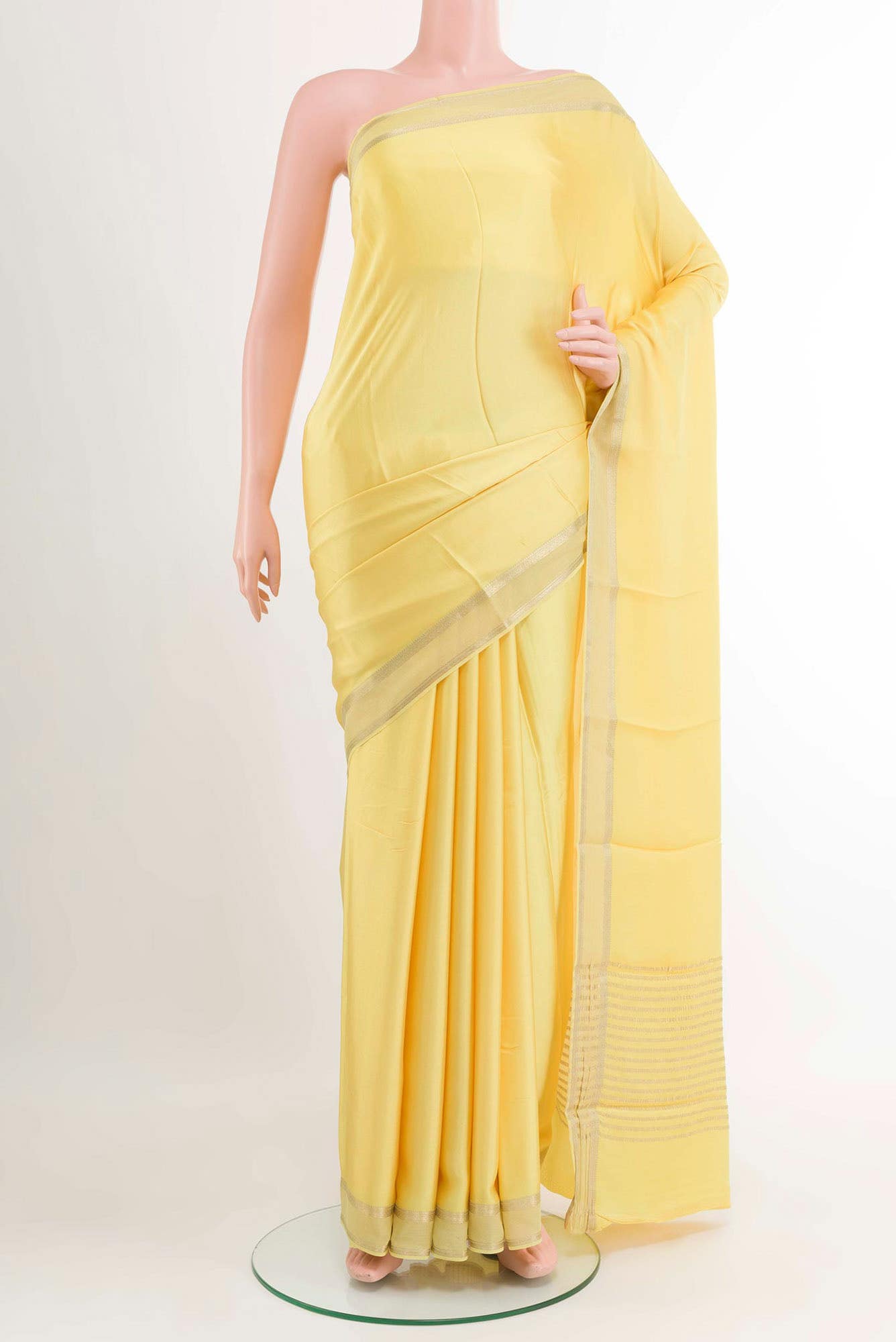 Yellow Crepe Saree