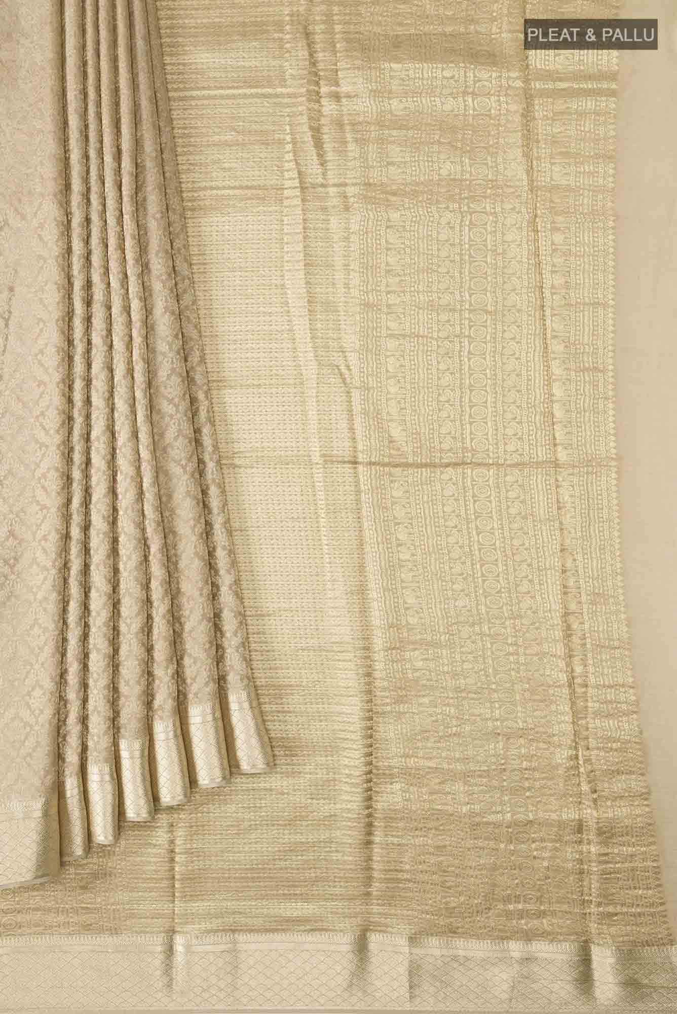 Beige Mysore Crepe Saree