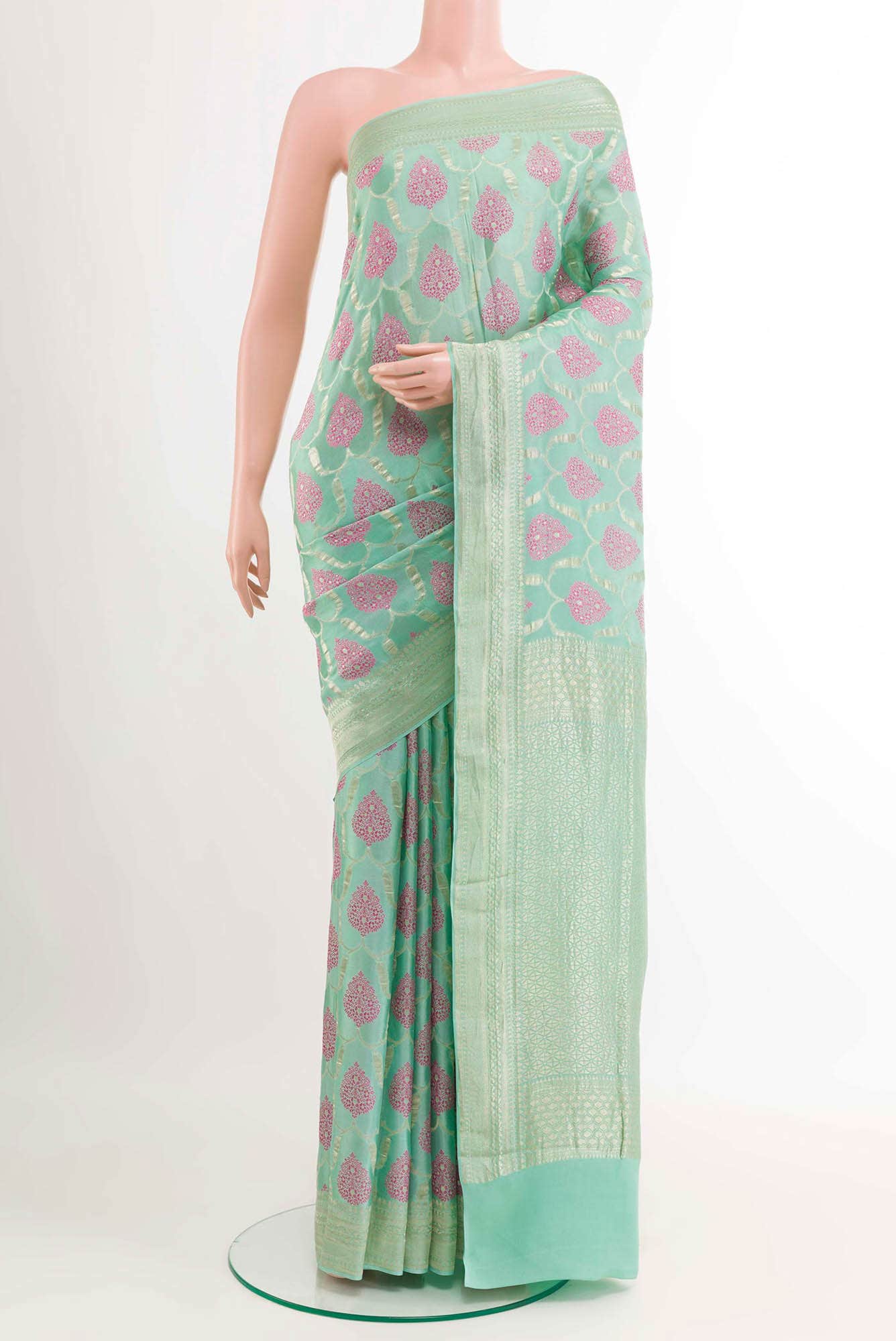 Light Blue Crepe Saree