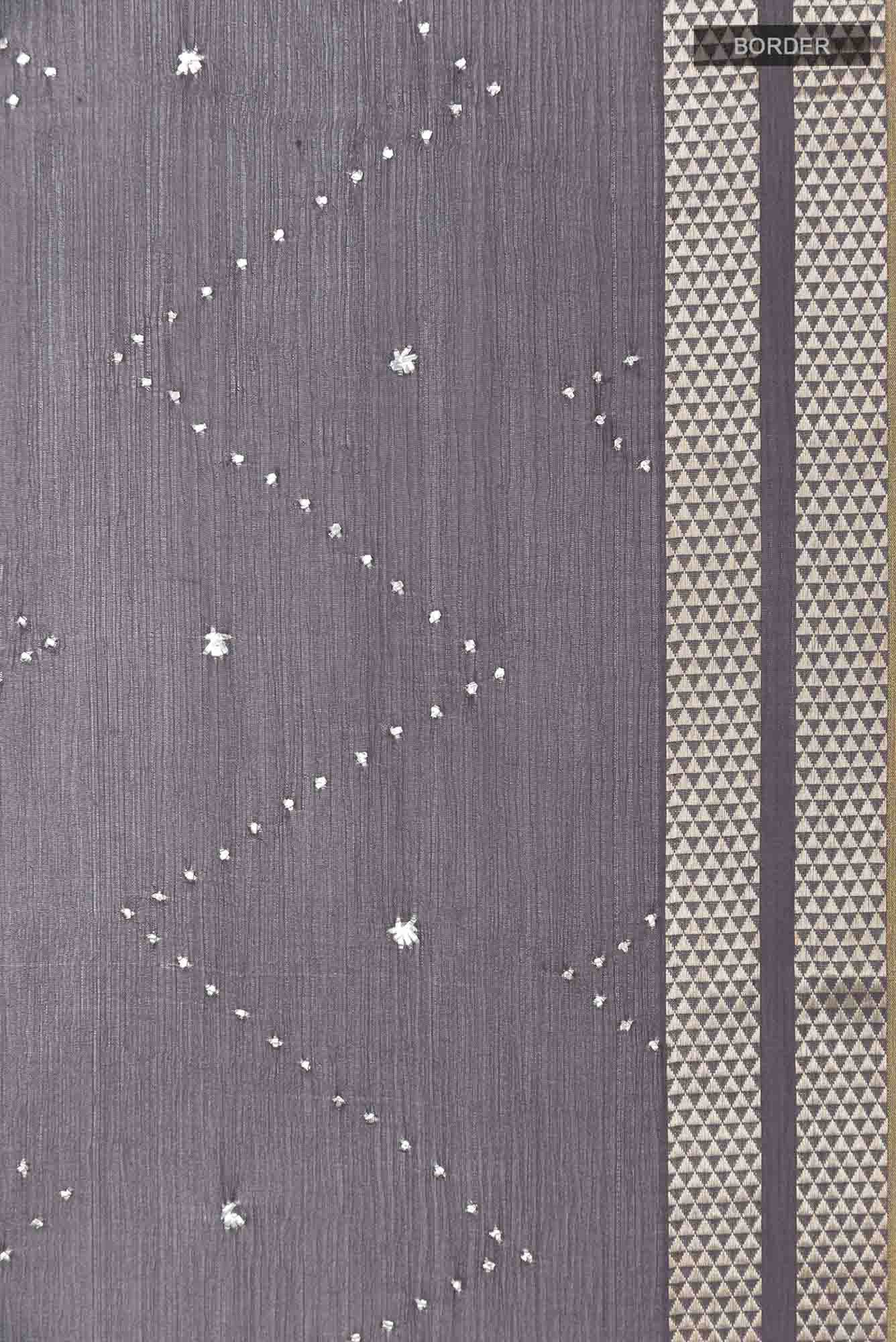 Grey Mysore Chiffon Saree
