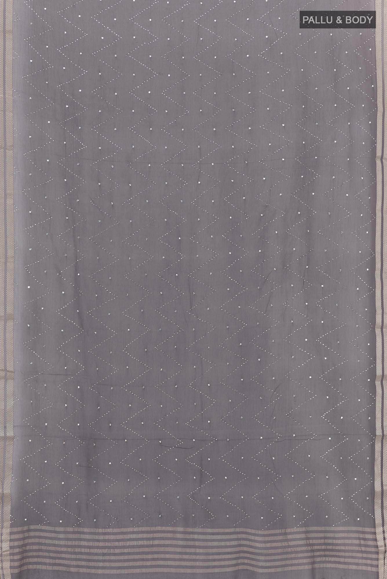 Grey Mysore Chiffon Saree