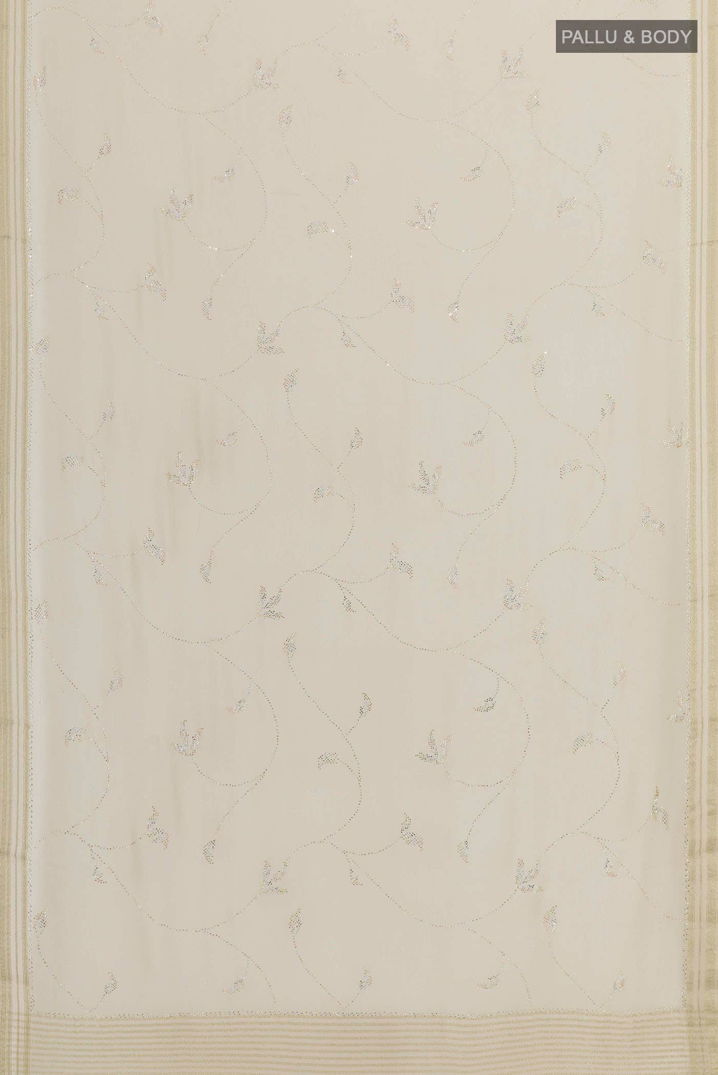 Cream Mysore Chiffon Saree
