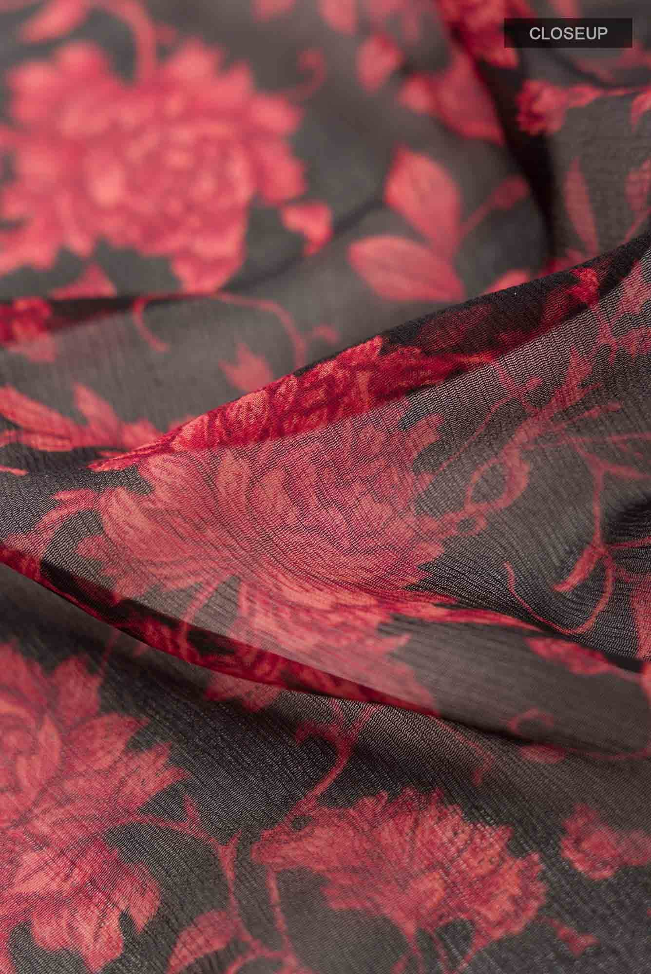 Black Mysore Chiffon Saree