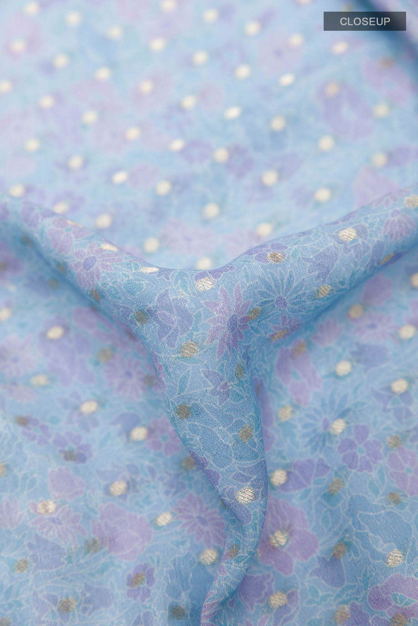 Blue Crepe Saree