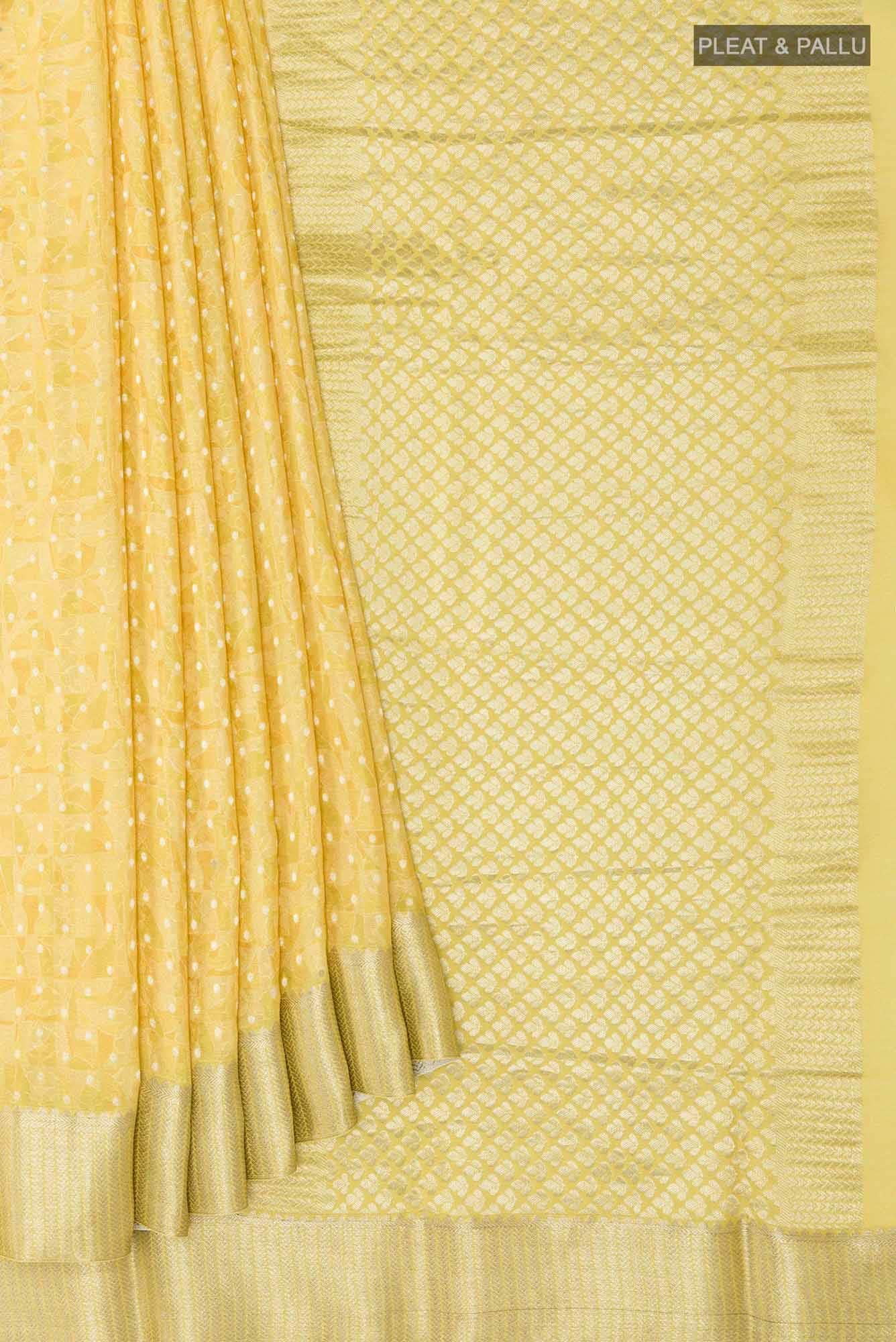Yellow Crepe Saree