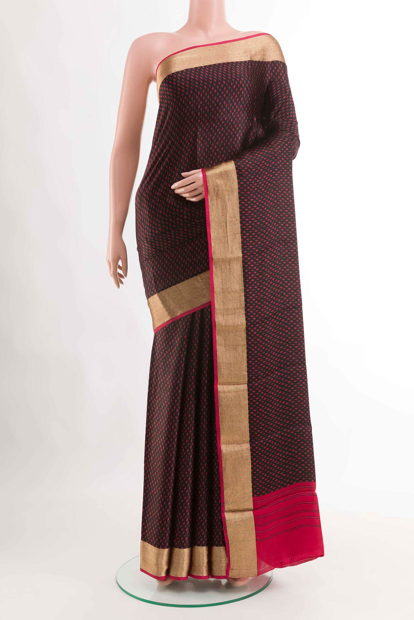 Black Satin Crepe Saree