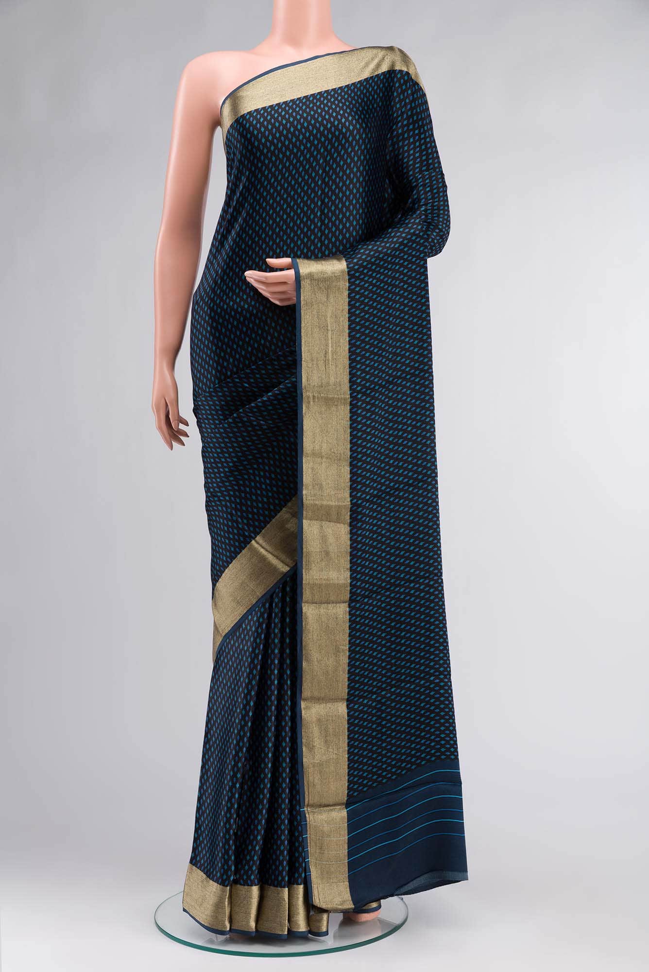 Black Satin Crepe Saree