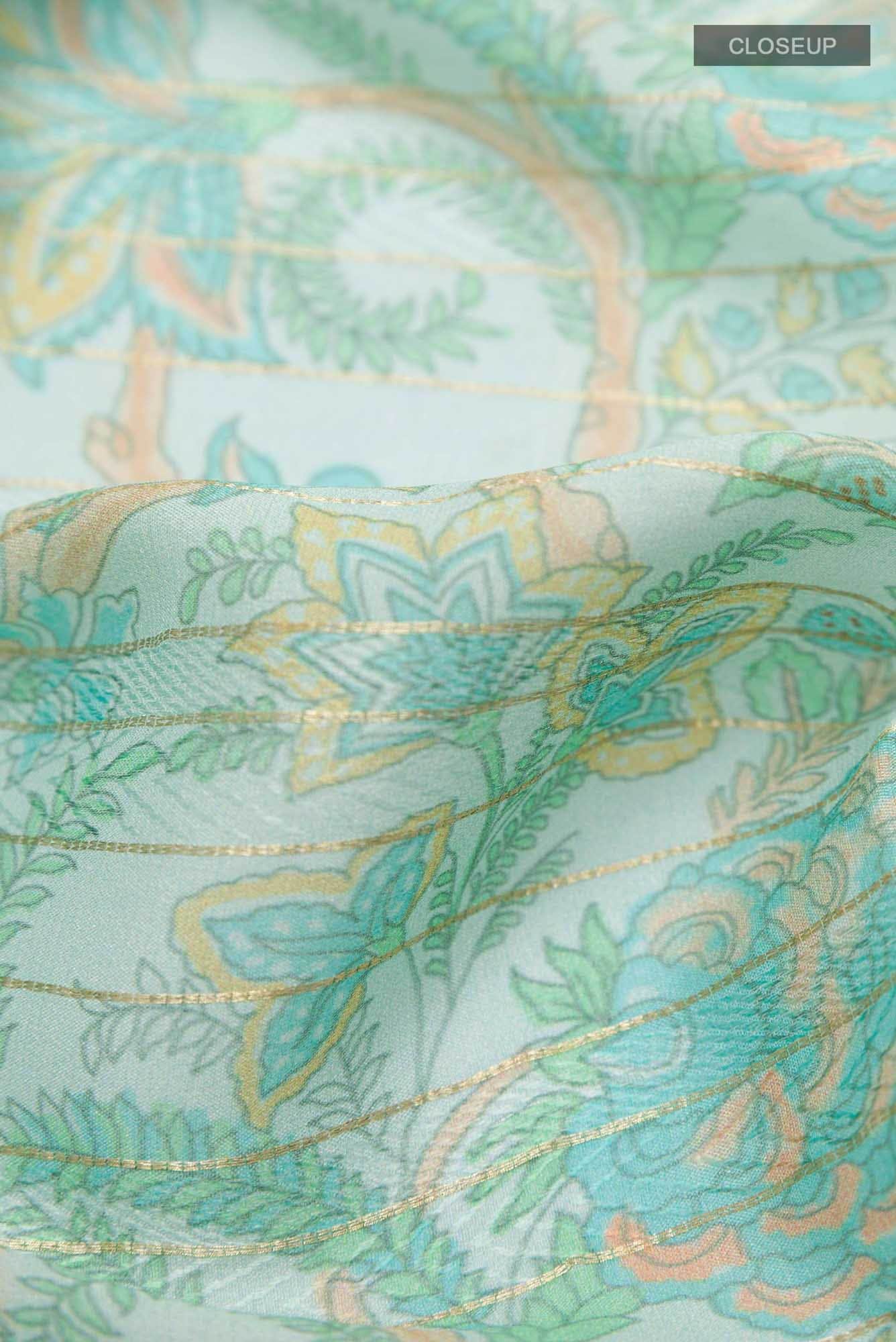 Light Blue Crepe Saree