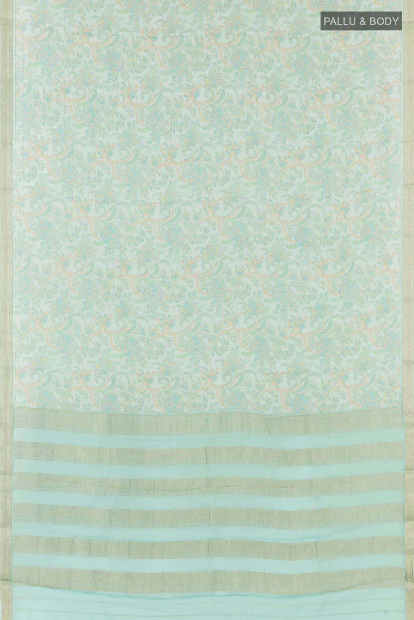 Light Blue Crepe Saree