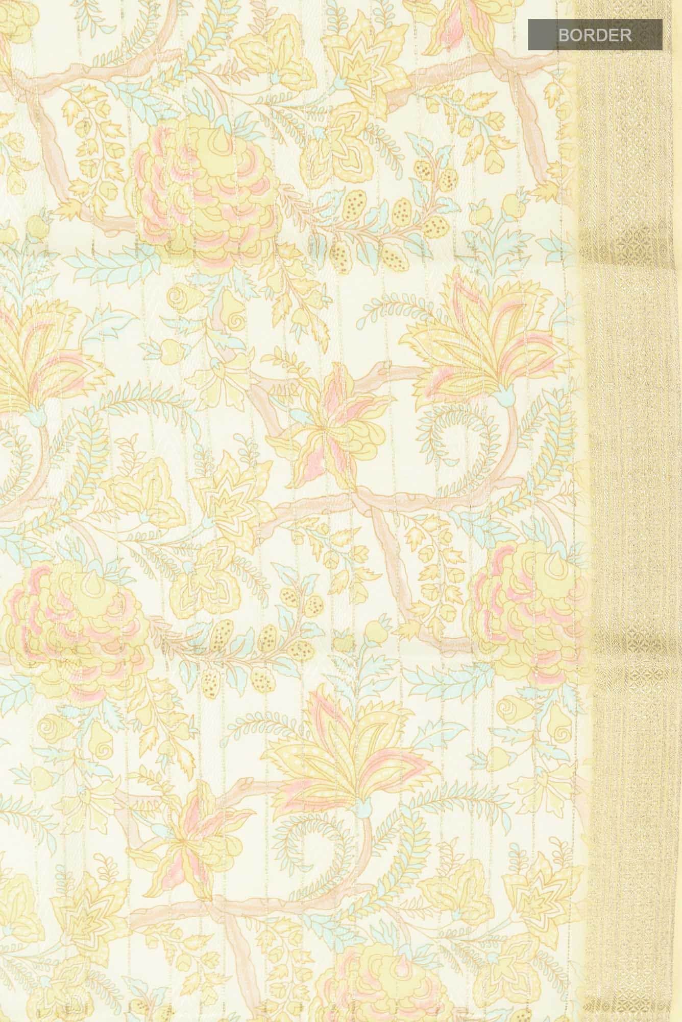 Yellow Mysore Crepe Saree