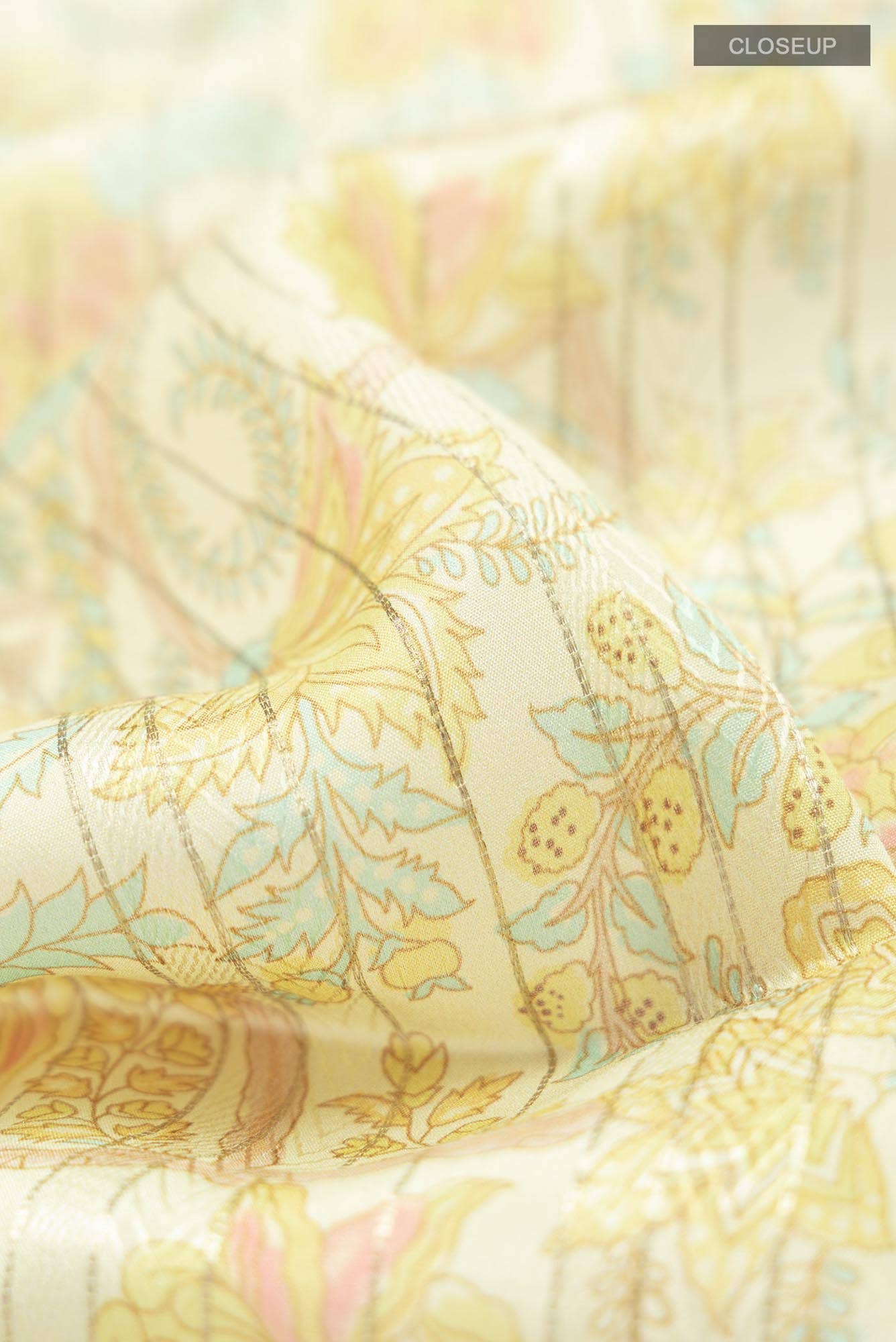 Yellow Mysore Crepe Saree